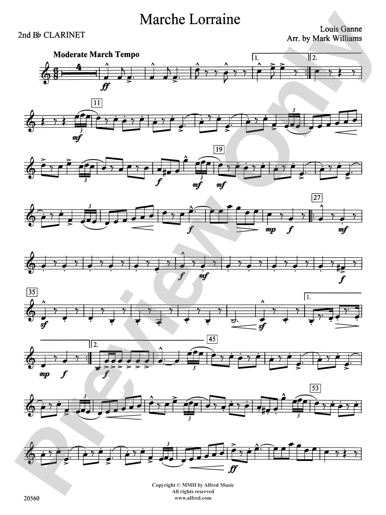 Marche Lorraine: 2nd B-flat Clarinet