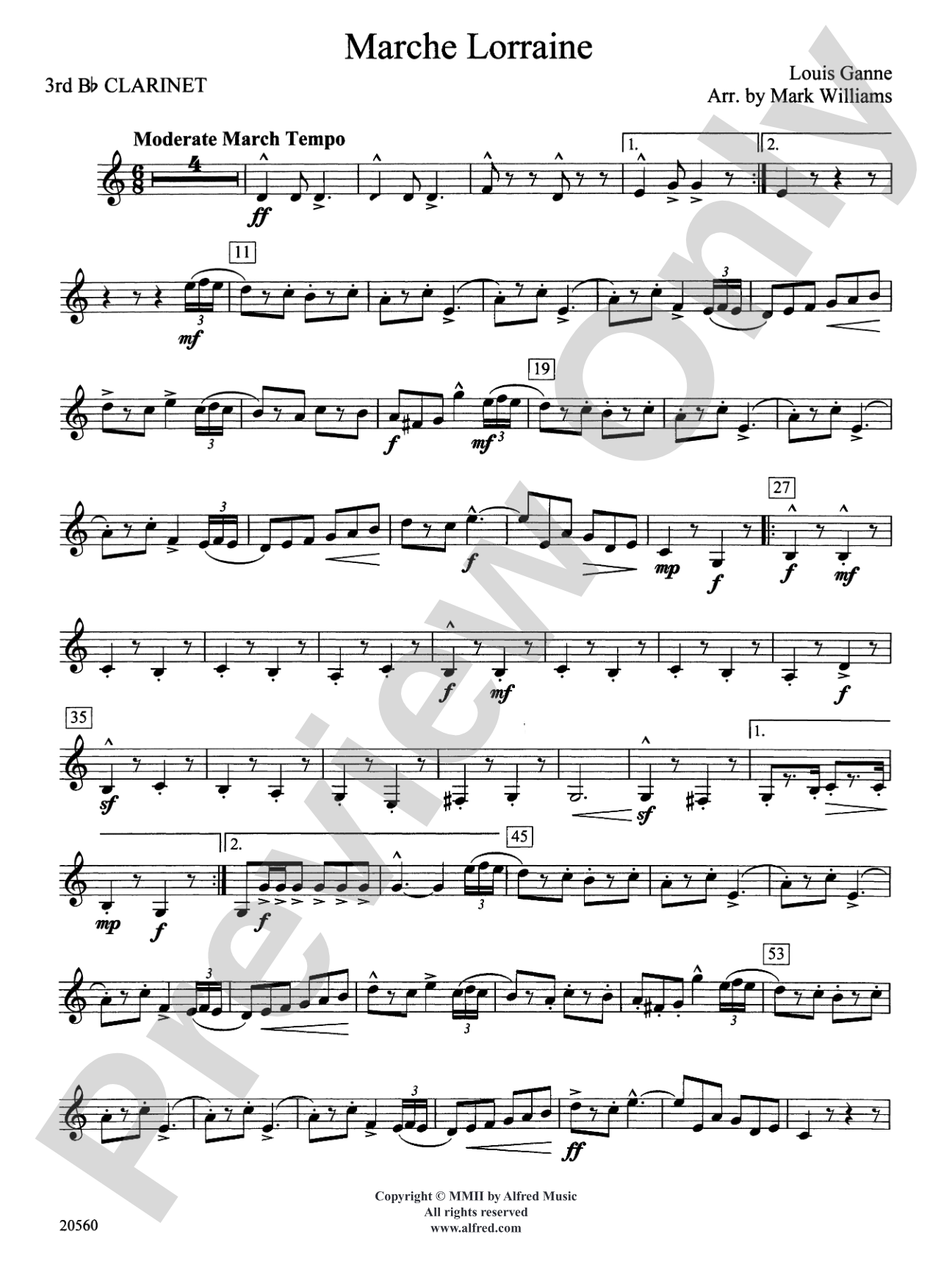 Marche Lorraine: 3rd B-flat Clarinet