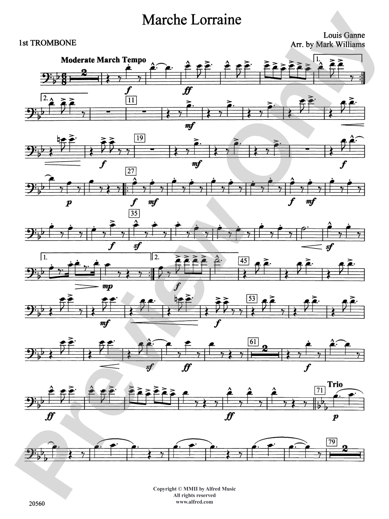 Marche Lorraine: 1st Trombone