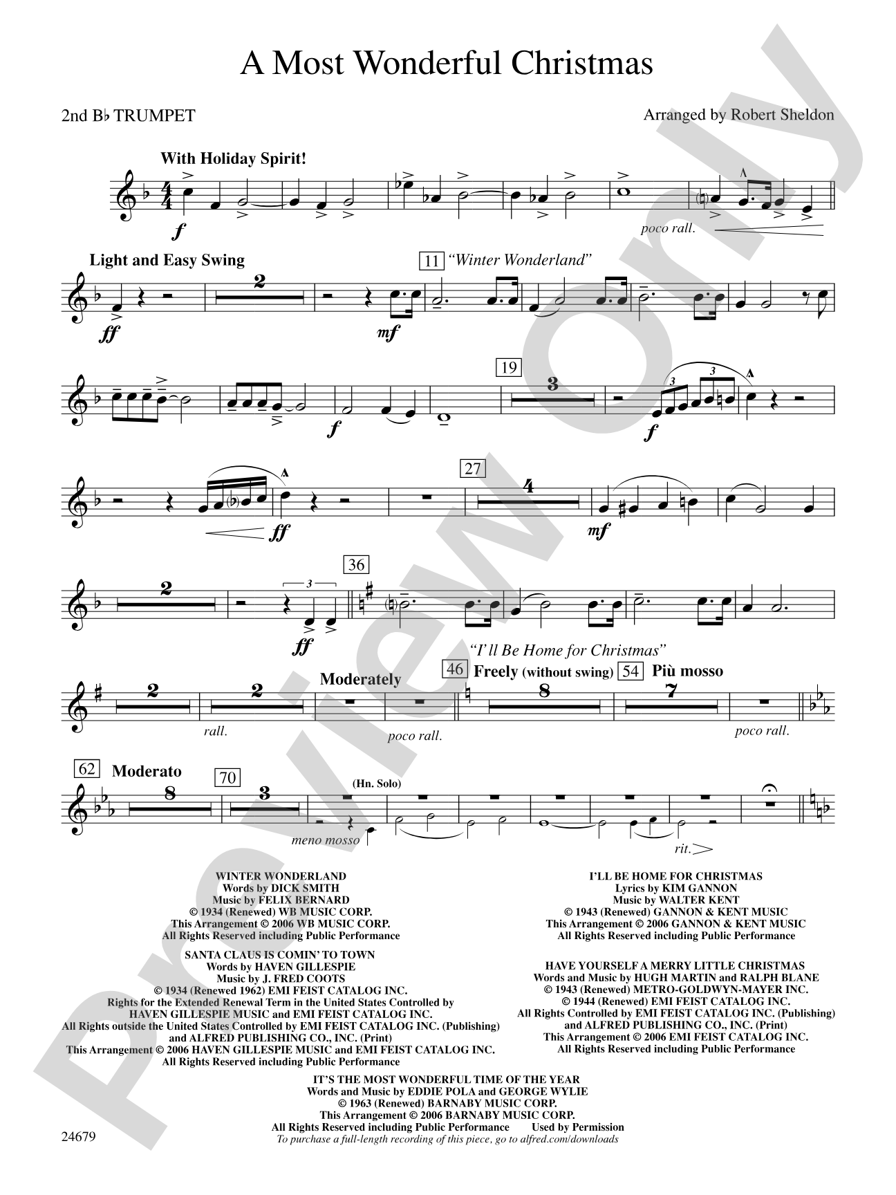 A Most Wonderful Christmas: 2nd B-flat Trumpet