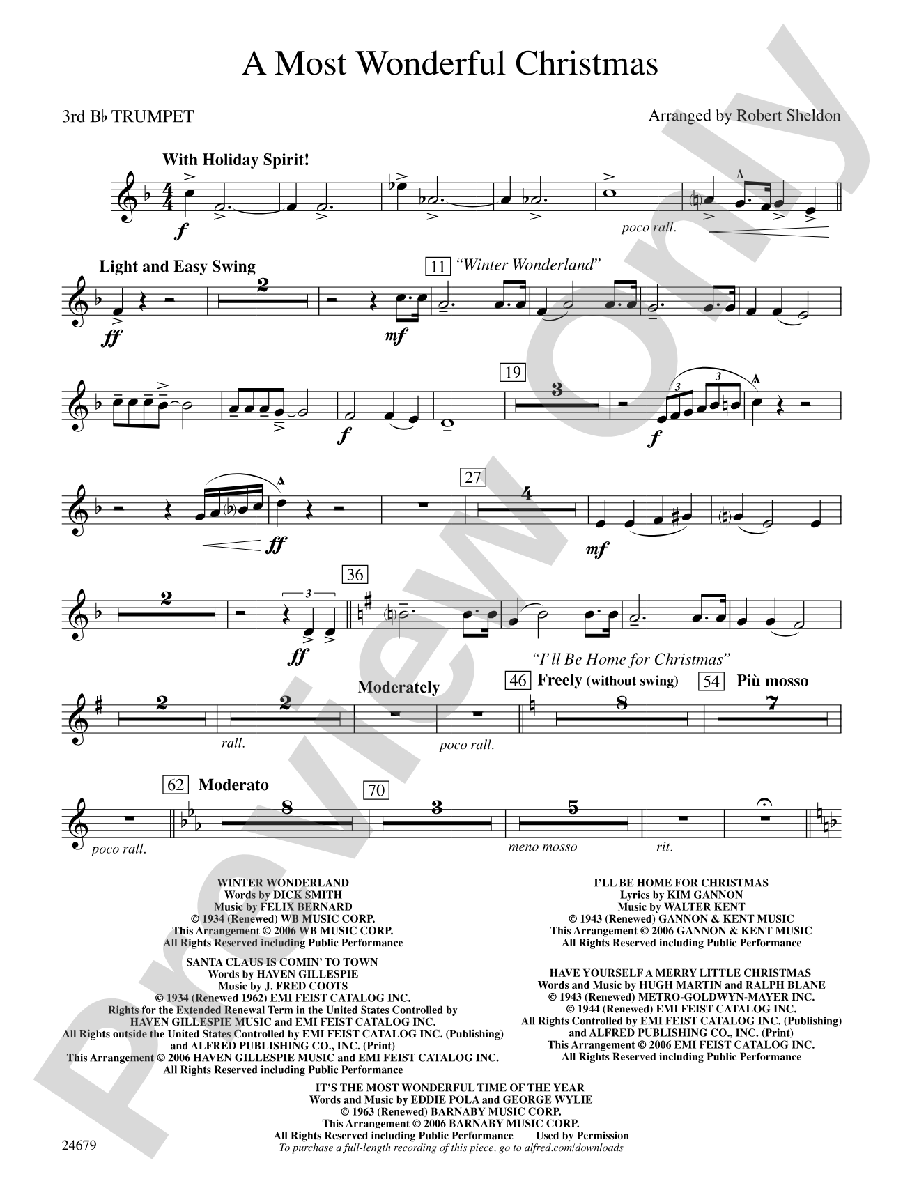 A Most Wonderful Christmas: 3rd B-flat Trumpet