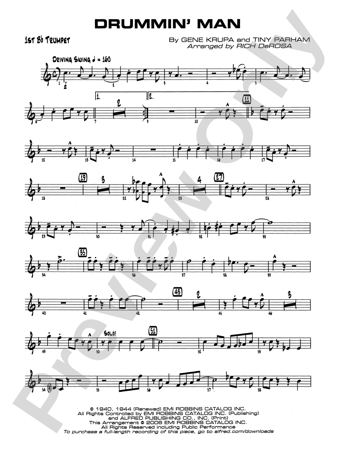 Drummin' Man: 1st B-flat Trumpet