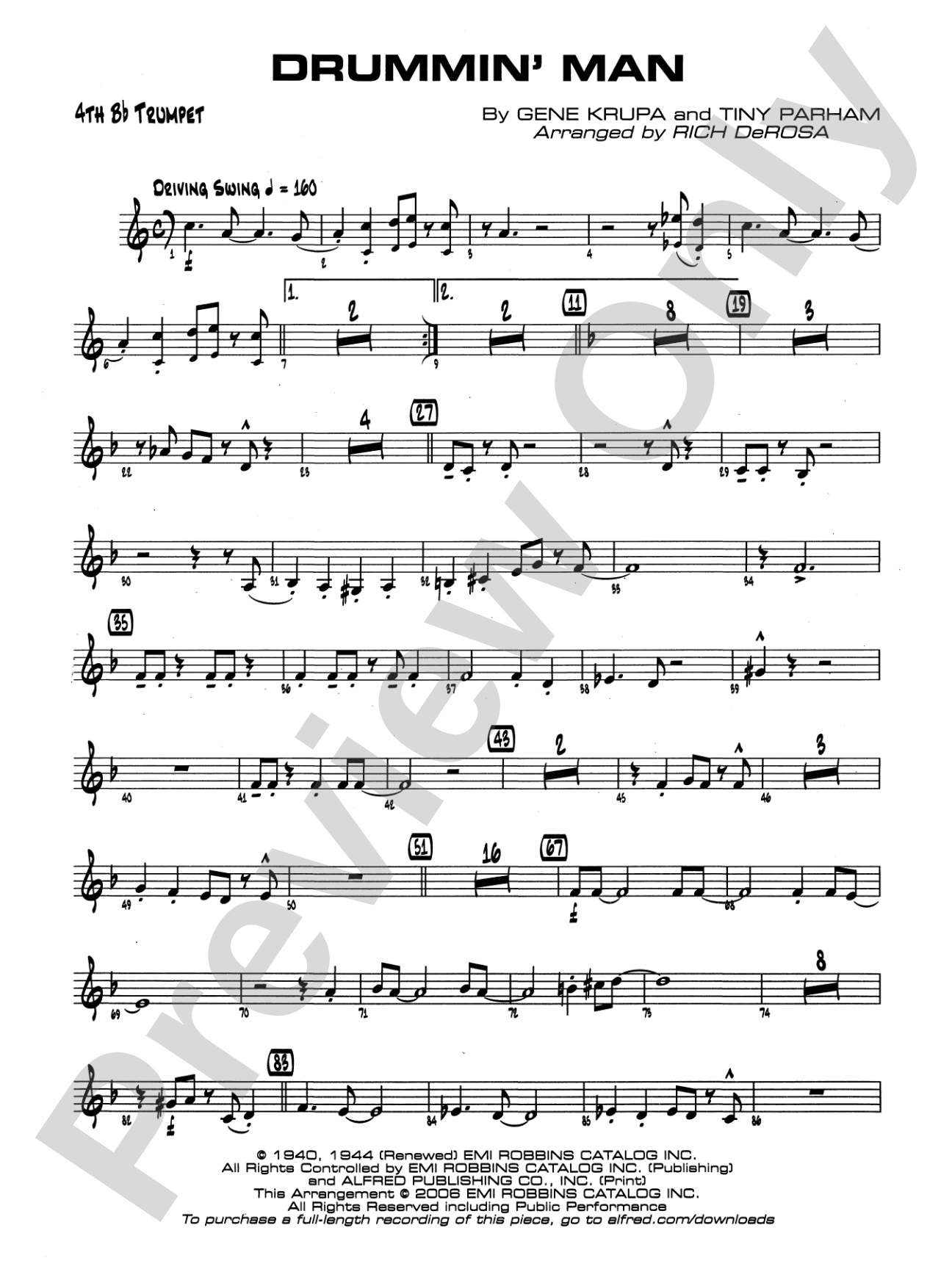 Drummin' Man: 4th B-flat Trumpet