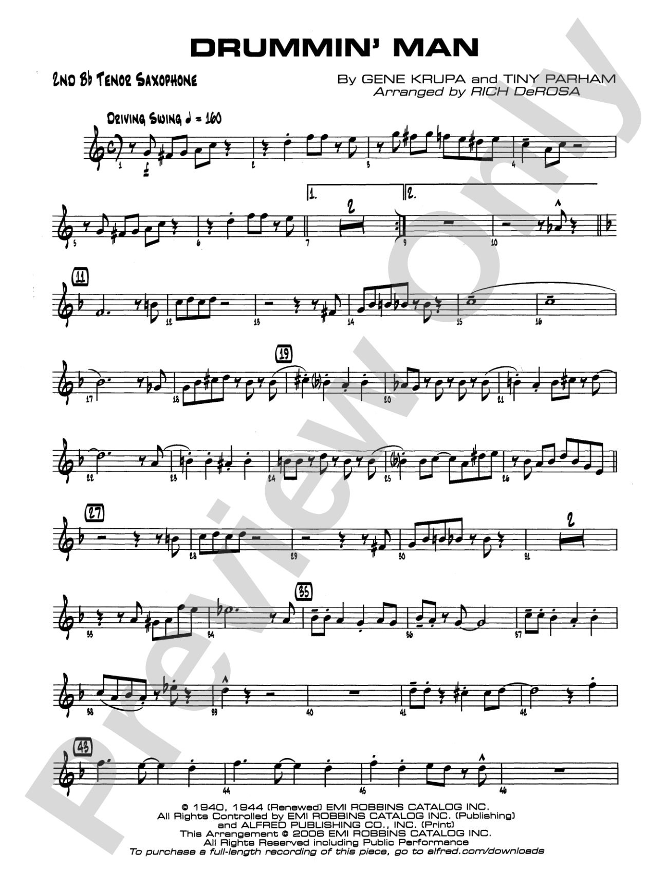 Drummin' Man: 2nd B-flat Tenor Saxophone