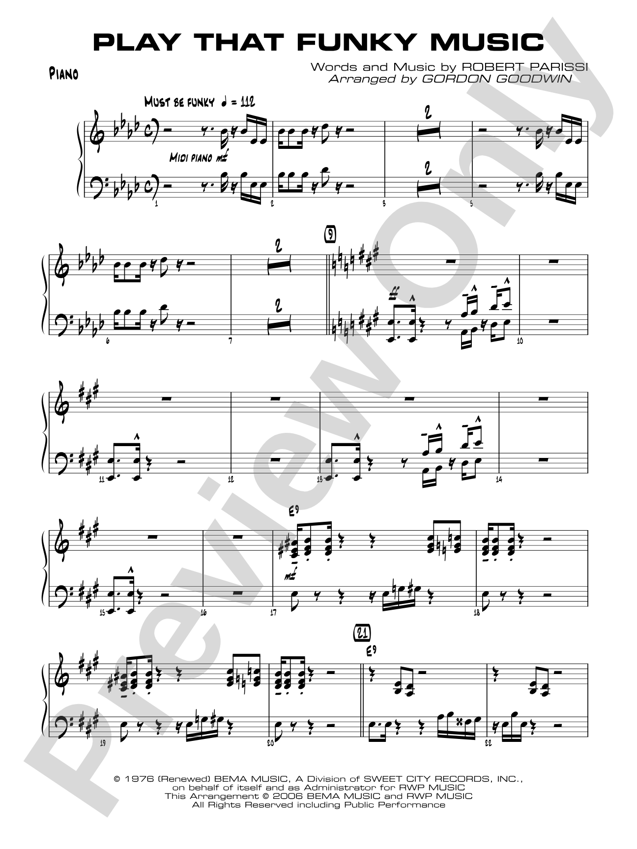 Play That Funky Music: Piano Accompaniment