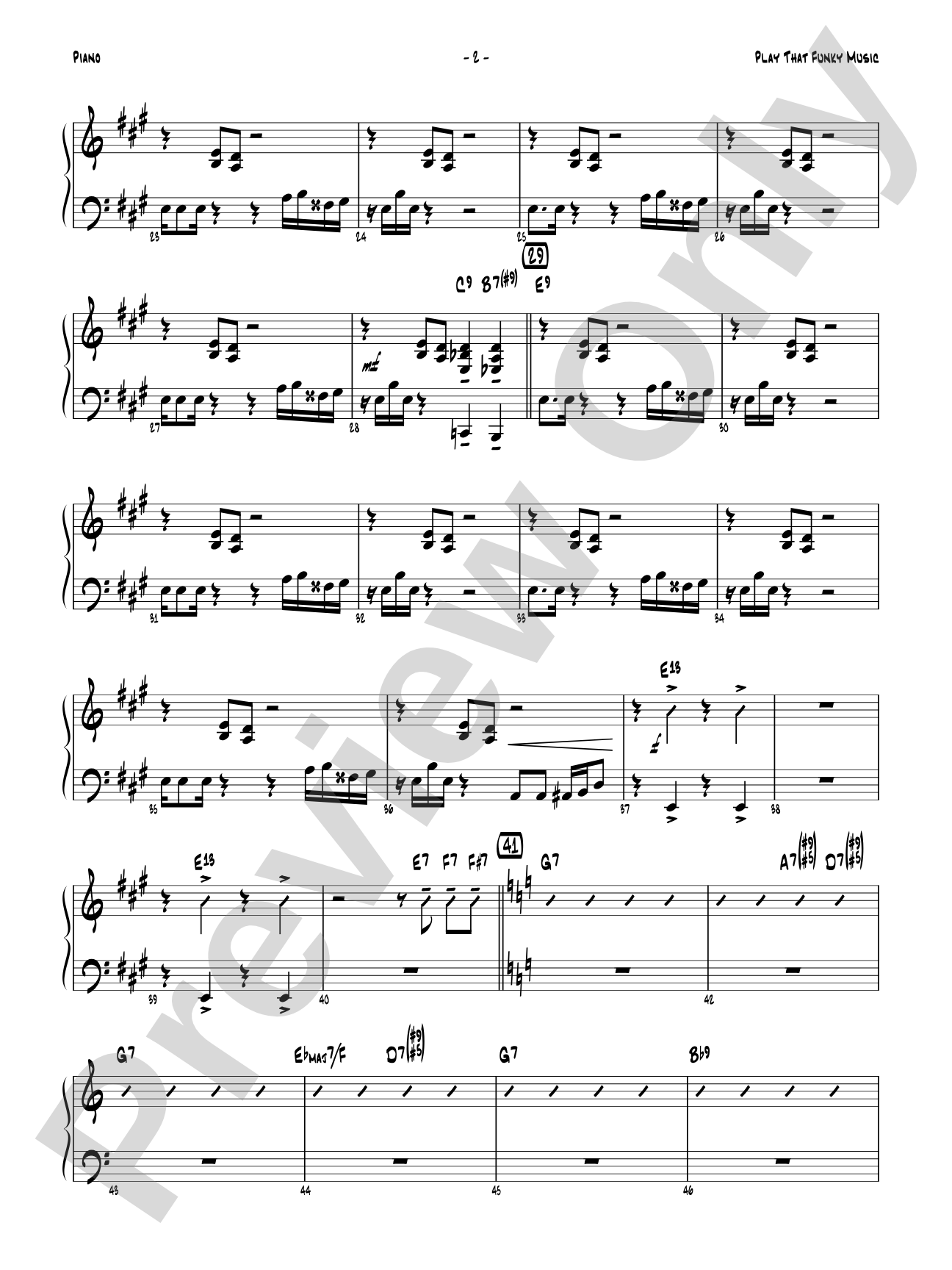 Play That Funky Music: Piano Accompaniment