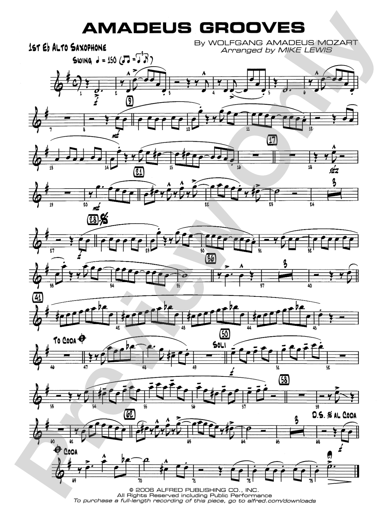 Amadeus Grooves: E-flat Alto Saxophone
