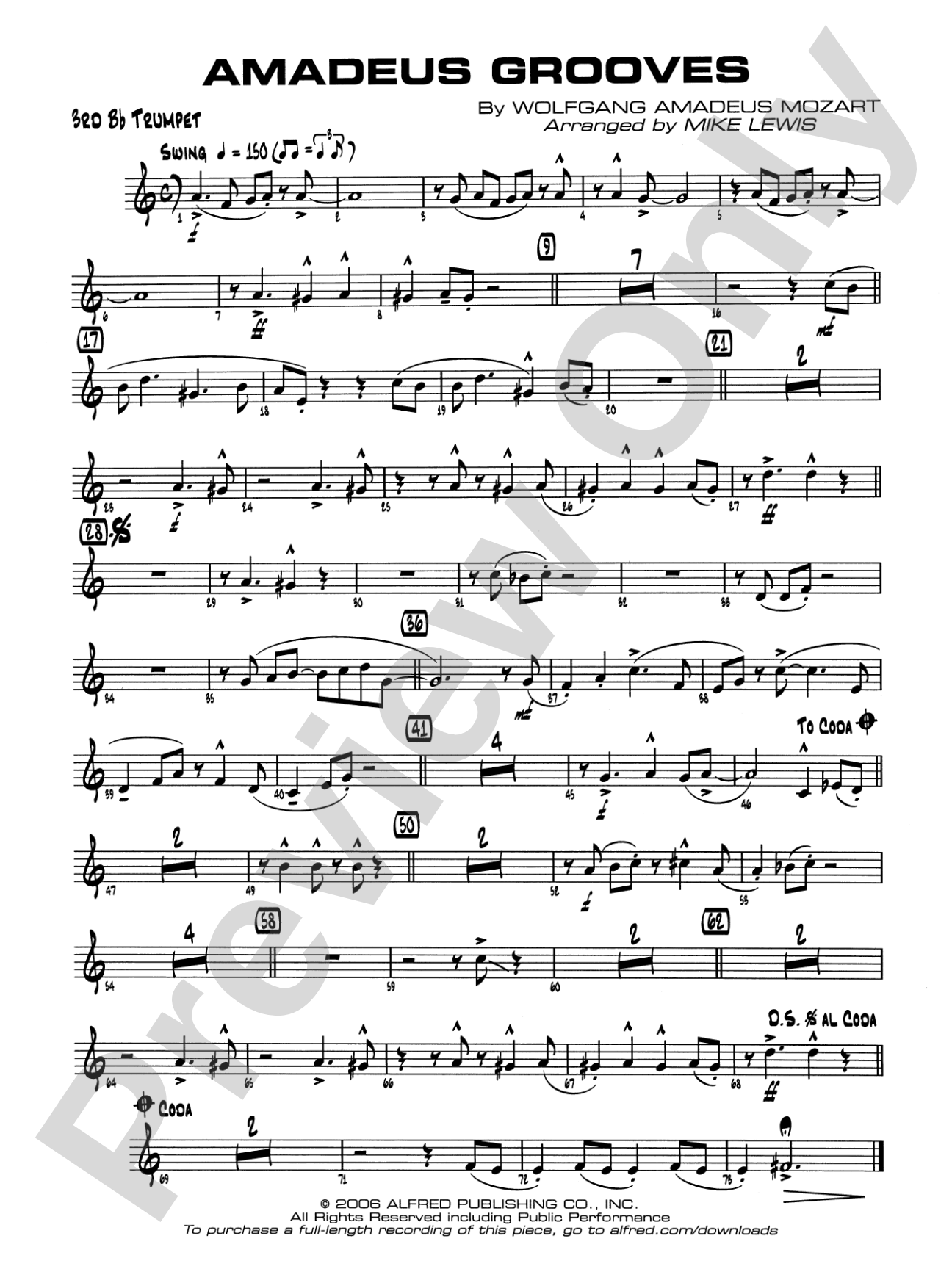 Amadeus Grooves: 3rd B-flat Trumpet