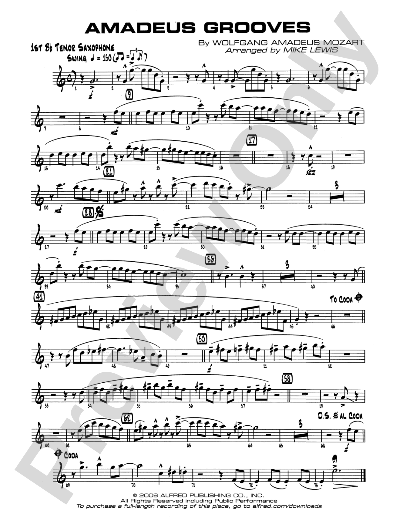 Amadeus Grooves: B-flat Tenor Saxophone