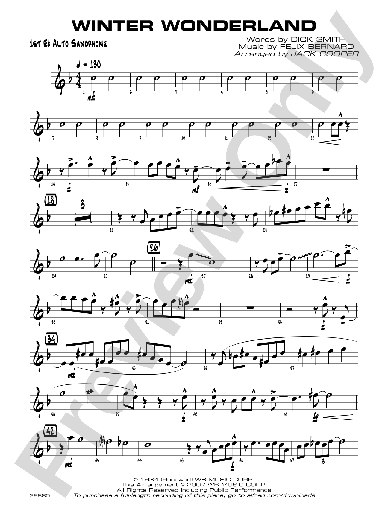 Winter Wonderland: E-flat Alto Saxophone