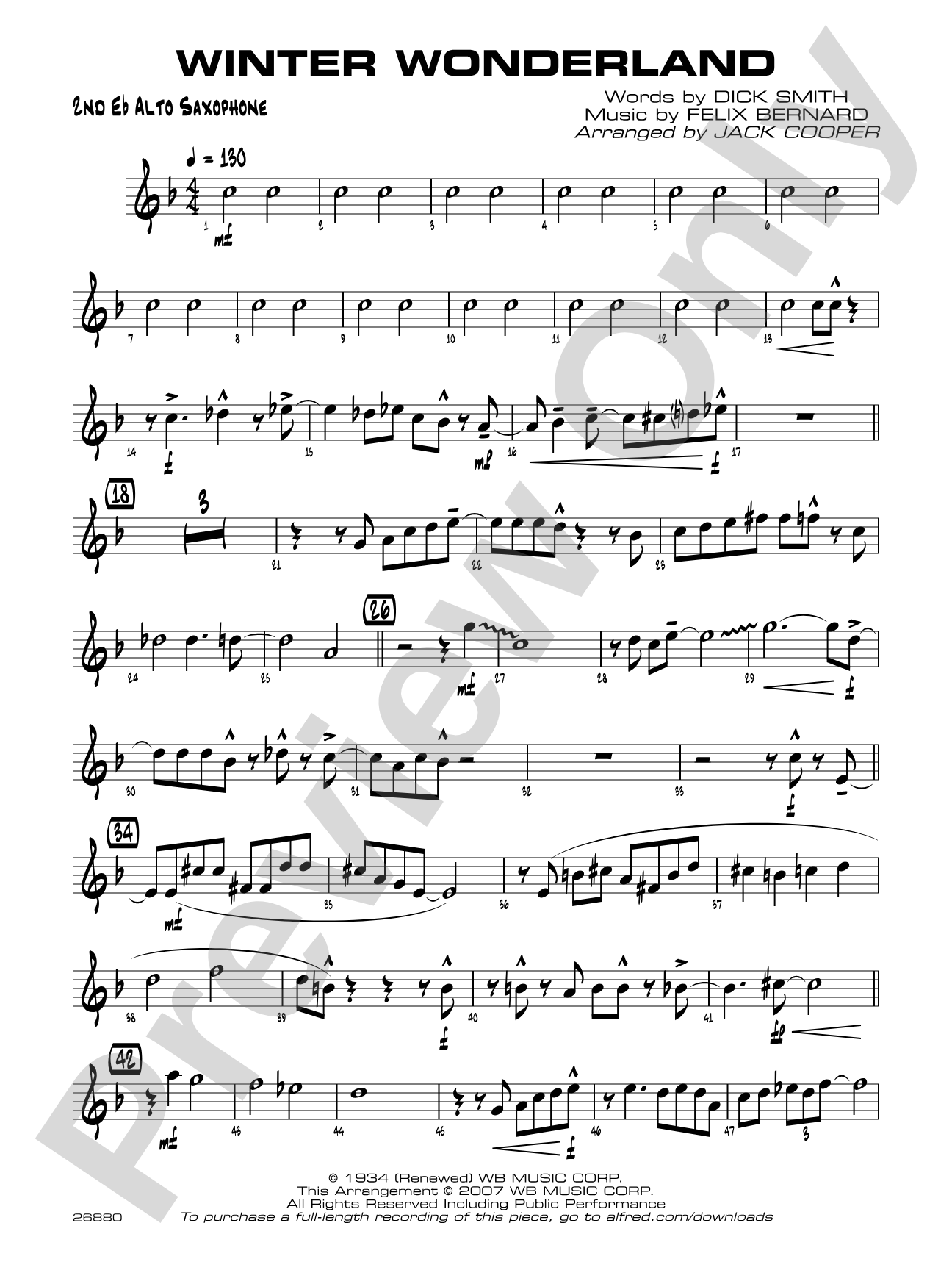 Winter Wonderland: 2nd E-flat Alto Saxophone