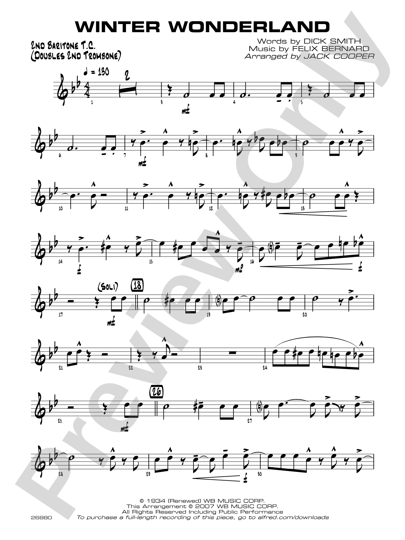 Winter Wonderland: 2nd Baritone T.C.