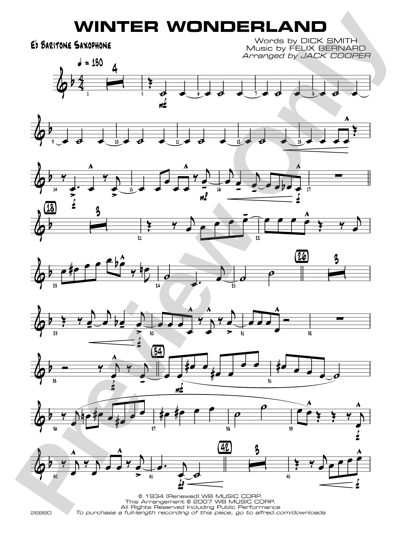 Winter Wonderland: E-flat Baritone Saxophone