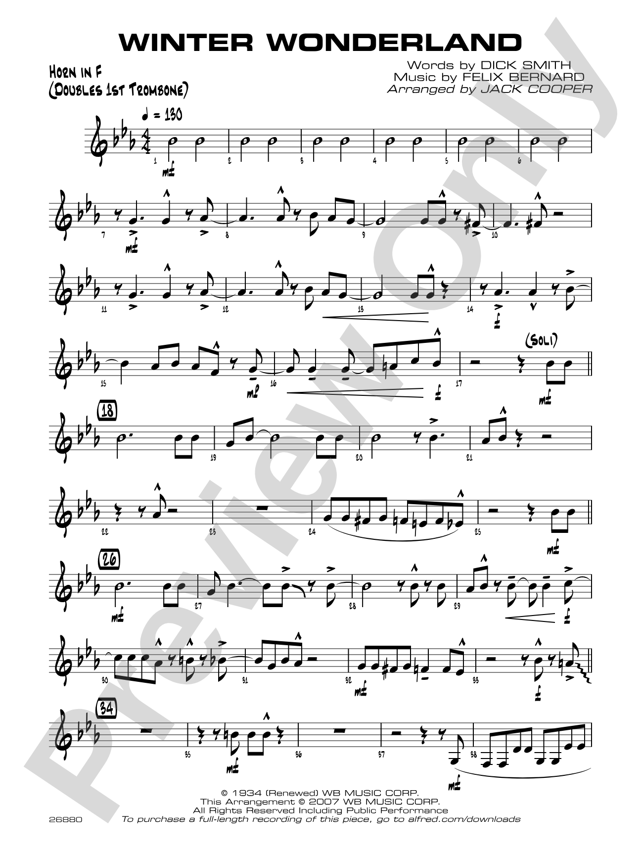 Winter Wonderland: 1st F Horn