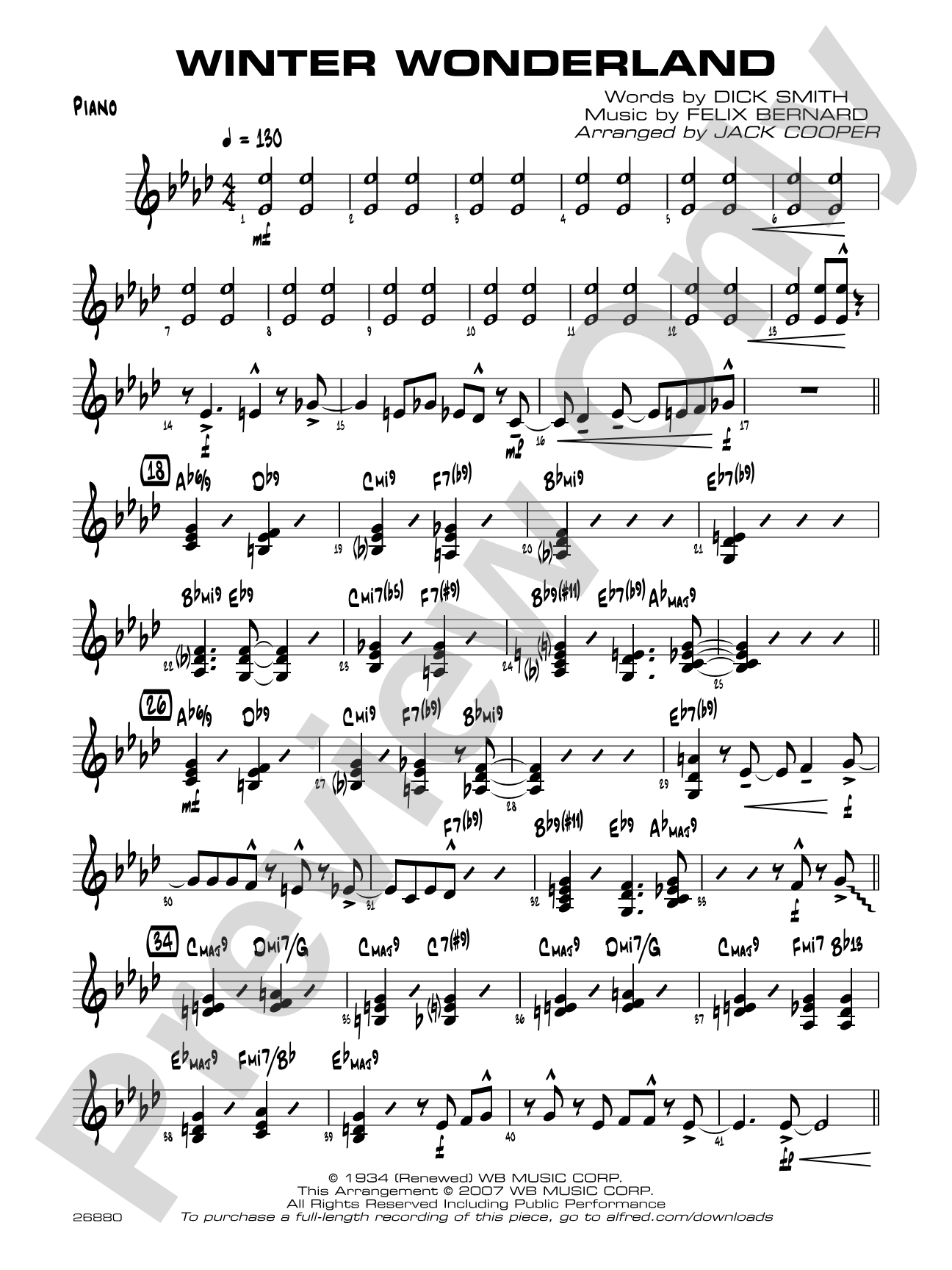 Winter Wonderland: Piano Accompaniment