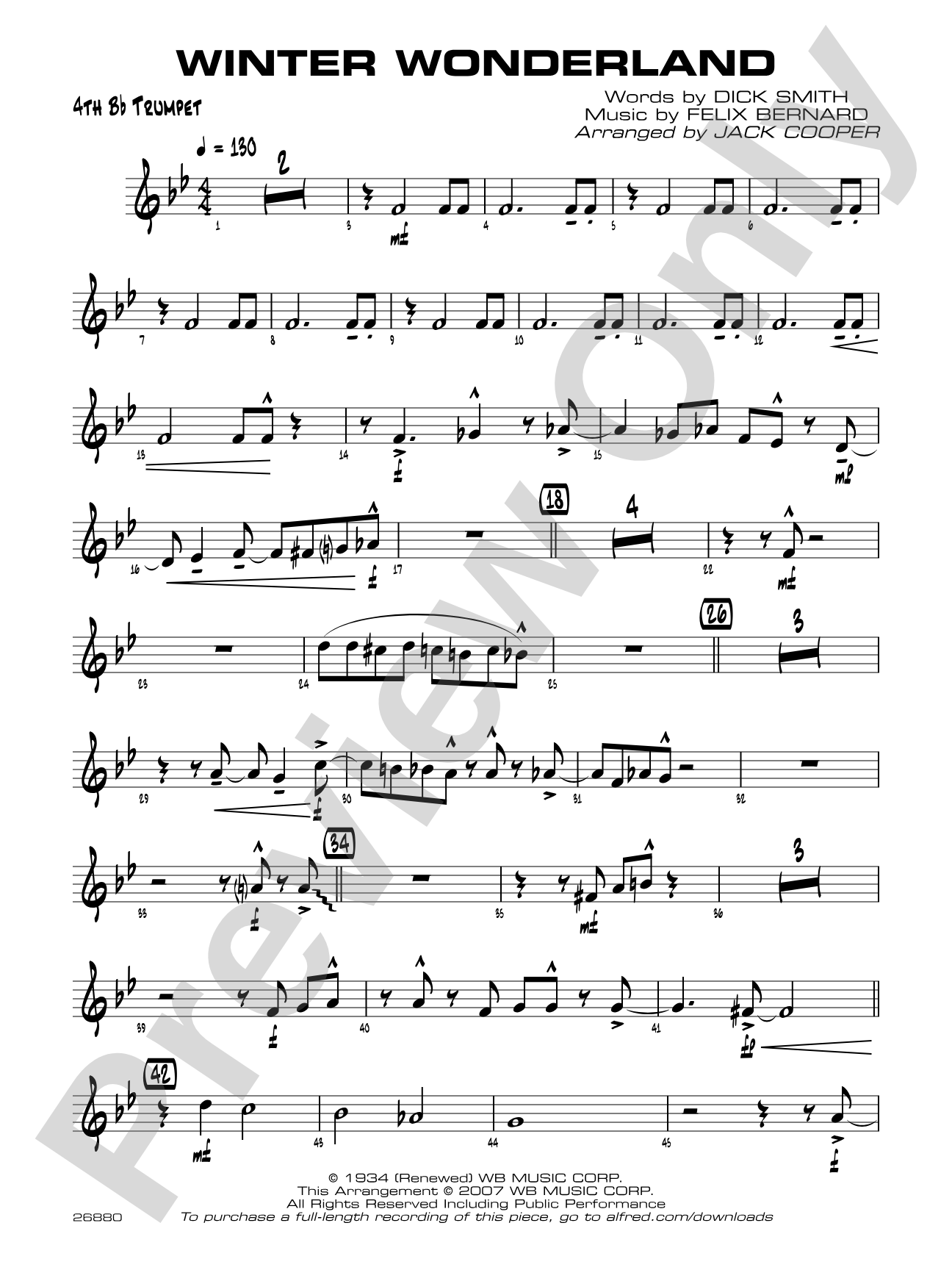 Winter Wonderland: 4th B-flat Trumpet
