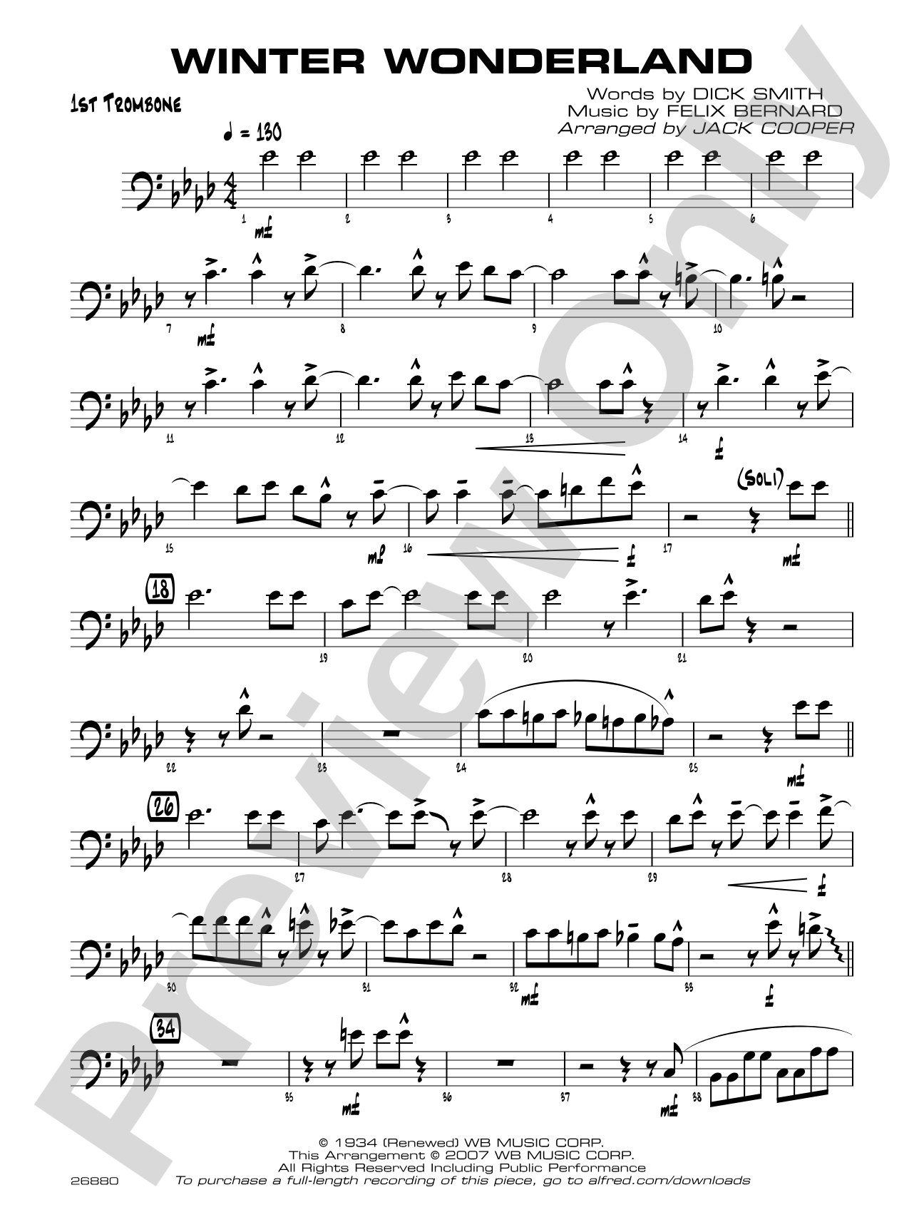Winter Wonderland: 1st Trombone