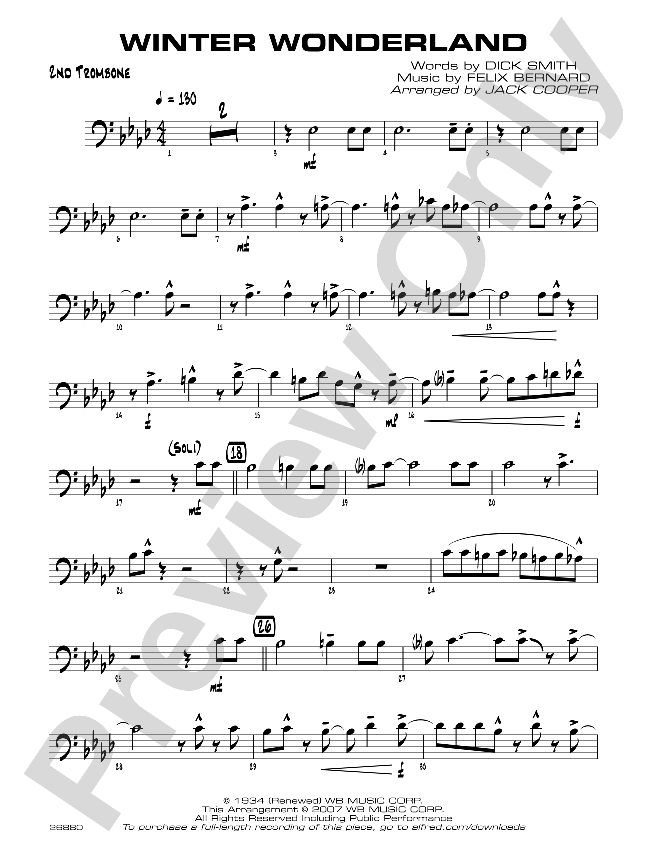 Winter Wonderland: 2nd Trombone