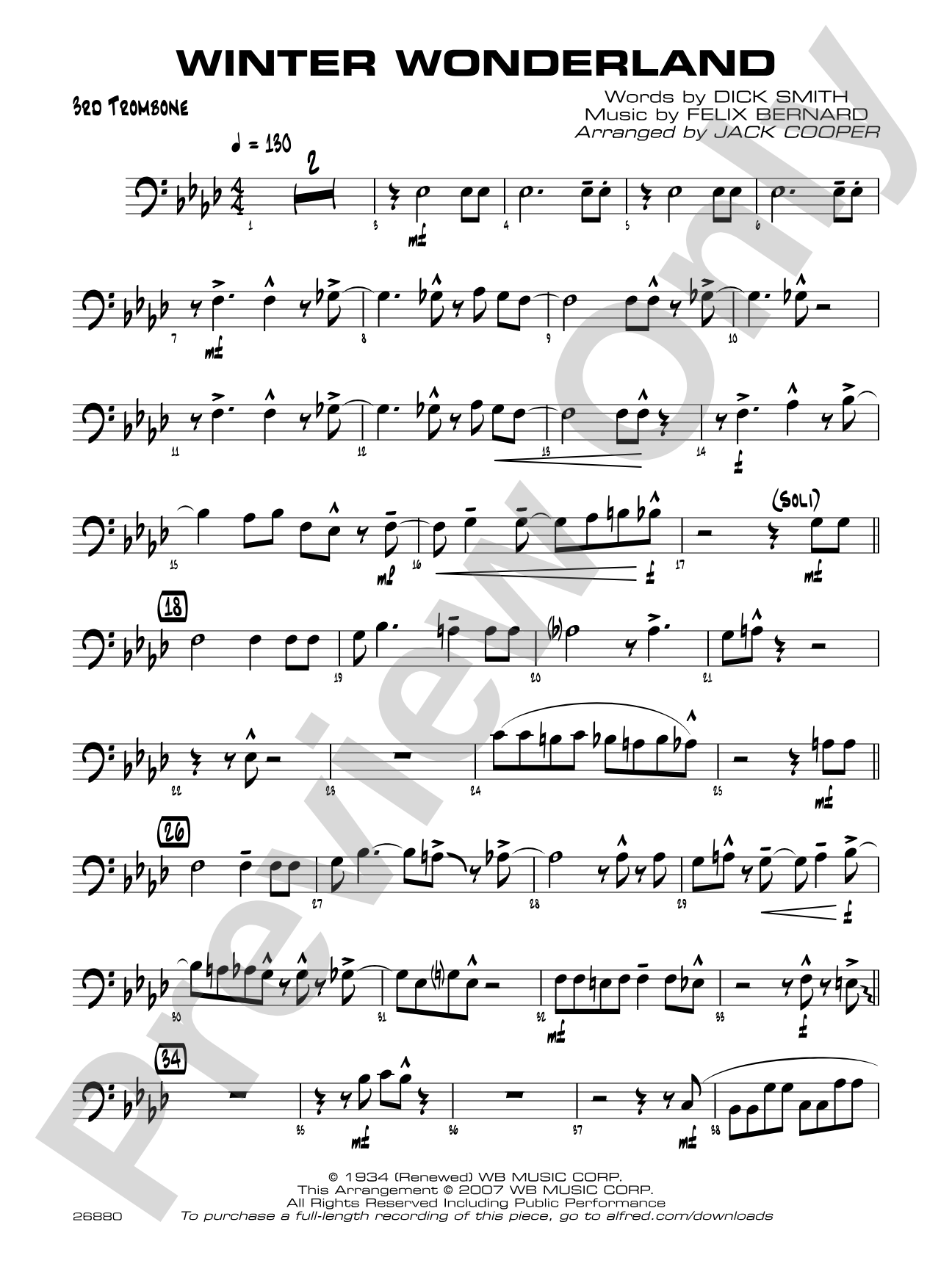 Winter Wonderland: 3rd Trombone
