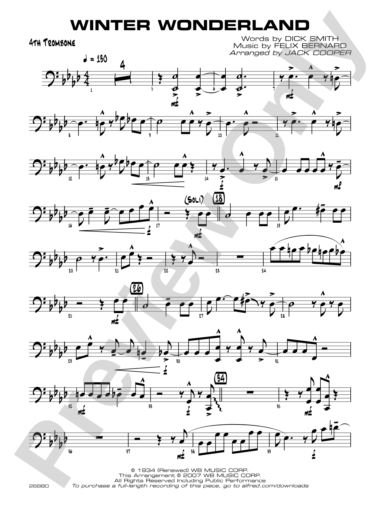 Winter Wonderland: 4th Trombone