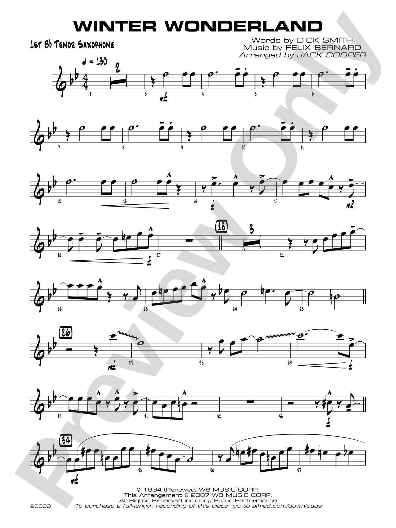 Winter Wonderland: B-flat Tenor Saxophone