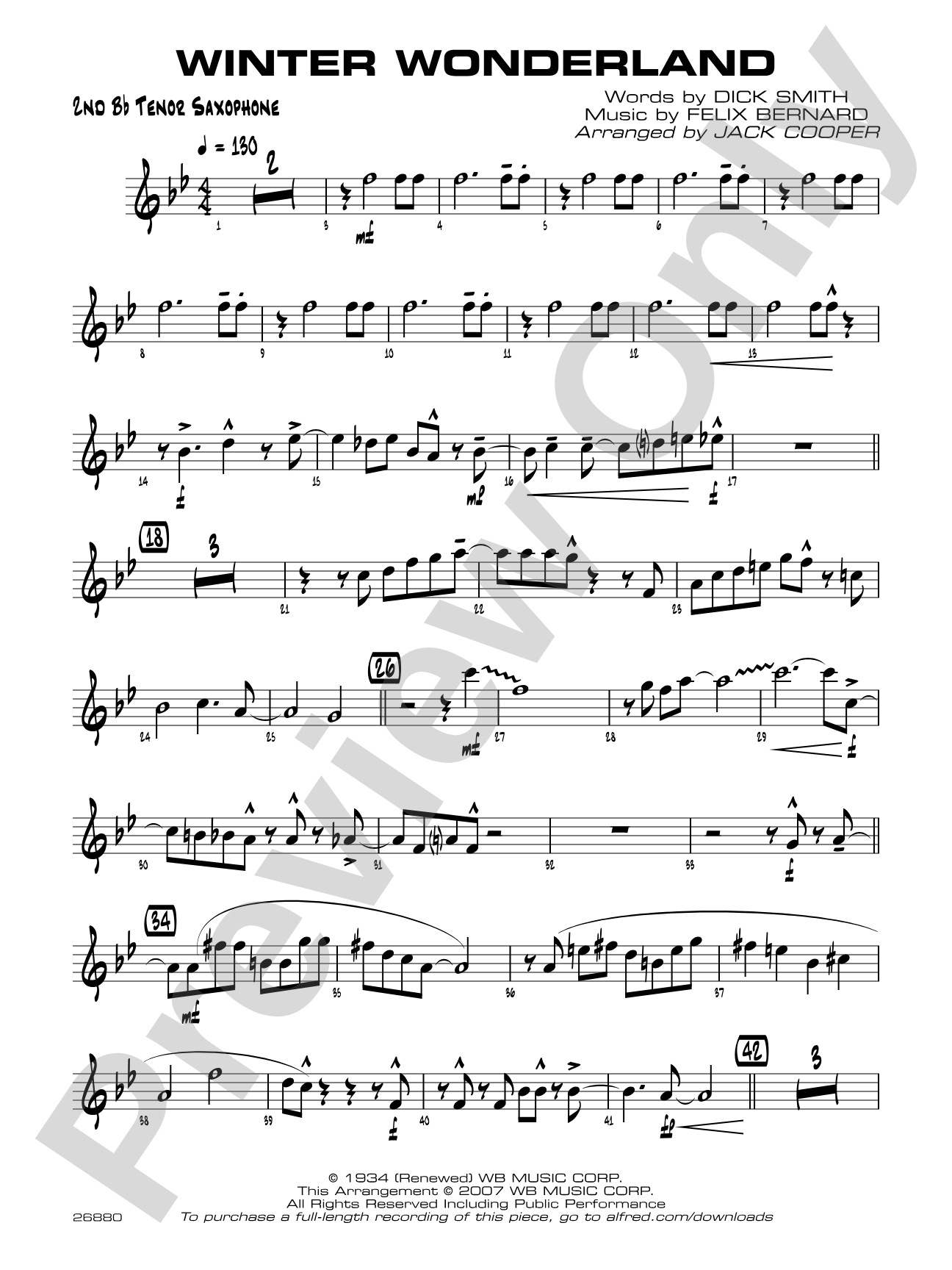 Winter Wonderland: 2nd B-flat Tenor Saxophone