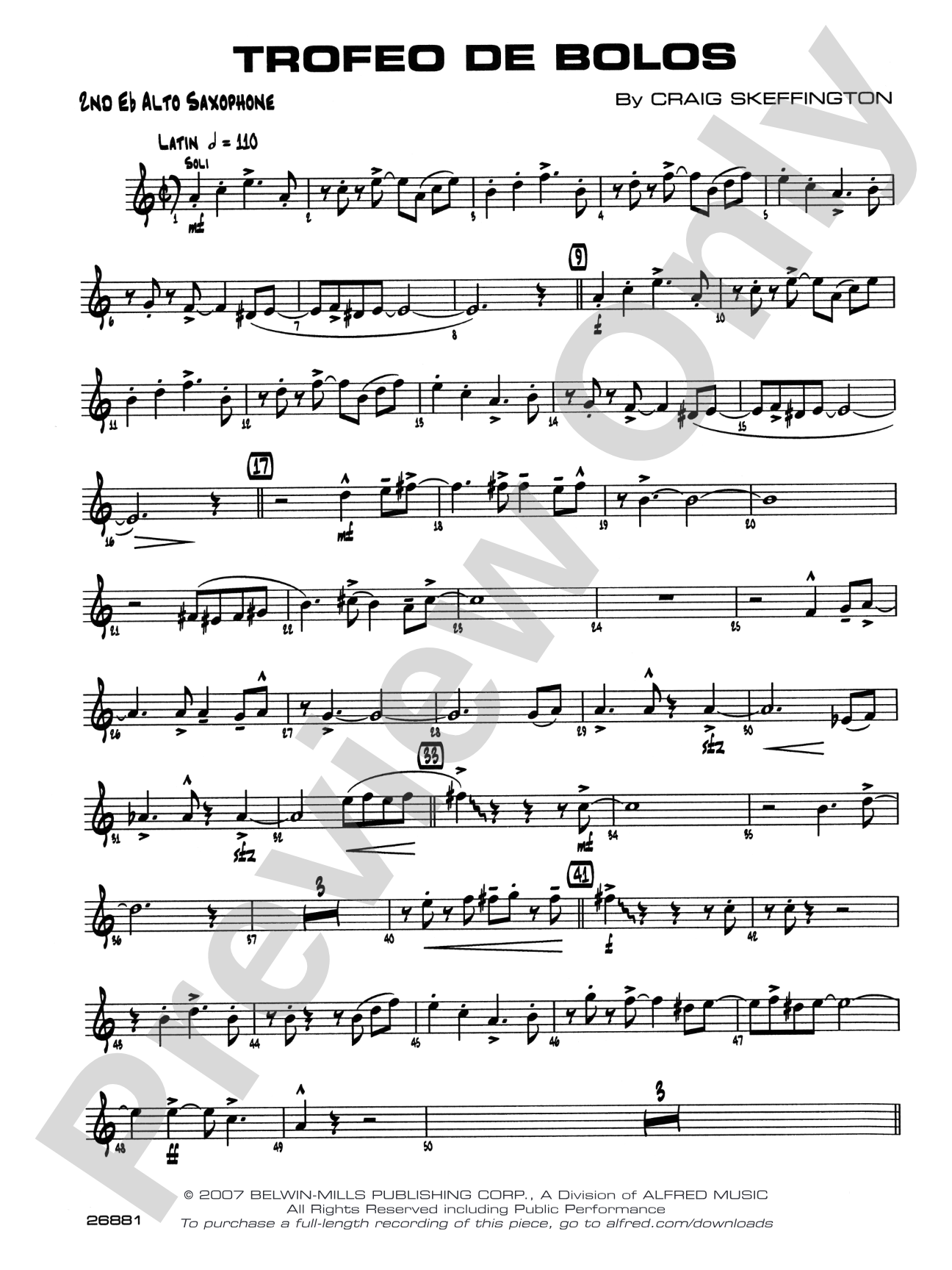 Trofeo de Bolos: 2nd E-flat Alto Saxophone