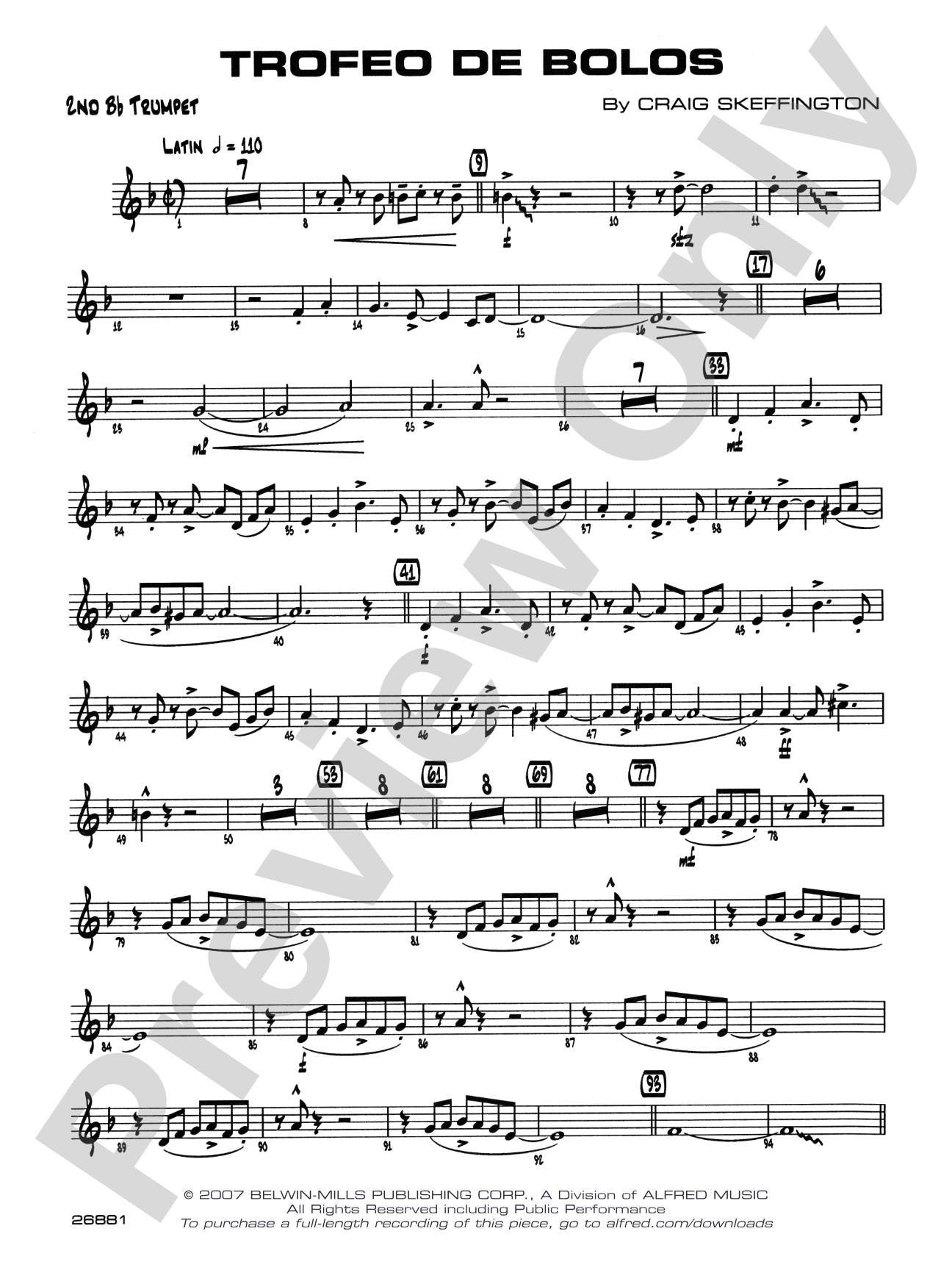 Trofeo de Bolos: 2nd B-flat Trumpet