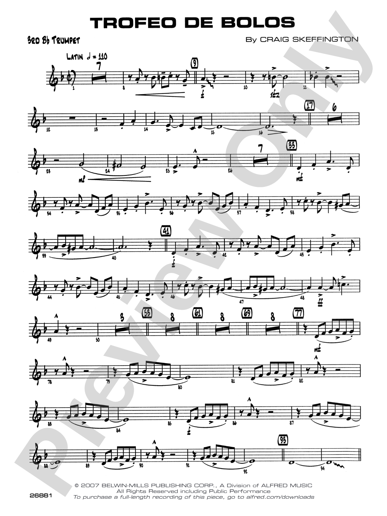 Trofeo de Bolos: 3rd B-flat Trumpet