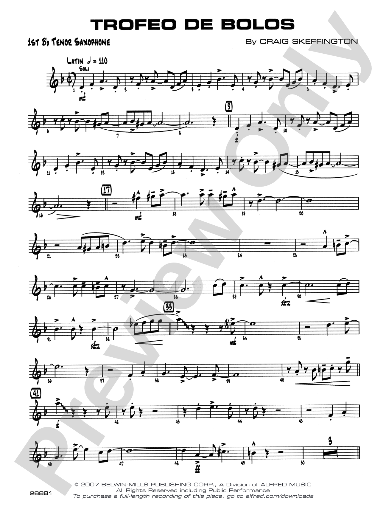 Trofeo de Bolos: B-flat Tenor Saxophone