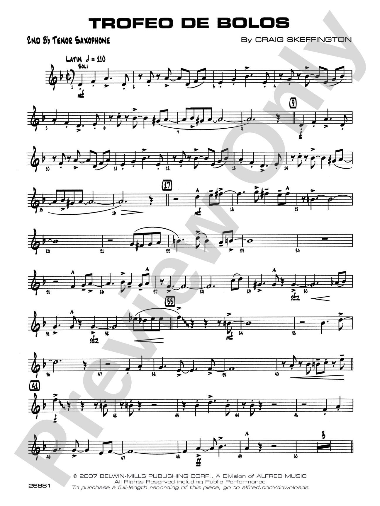 Trofeo de Bolos: 2nd B-flat Tenor Saxophone