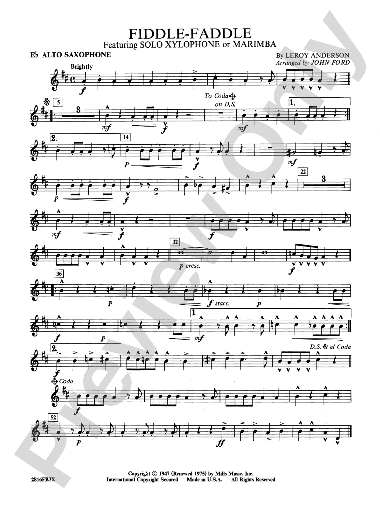 Fiddle-Faddle: E-flat Alto Saxophone