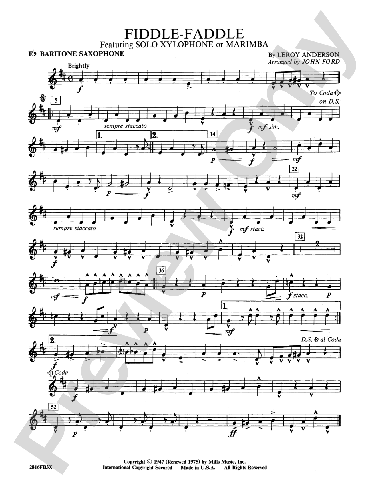 Fiddle-Faddle: E-flat Baritone Saxophone