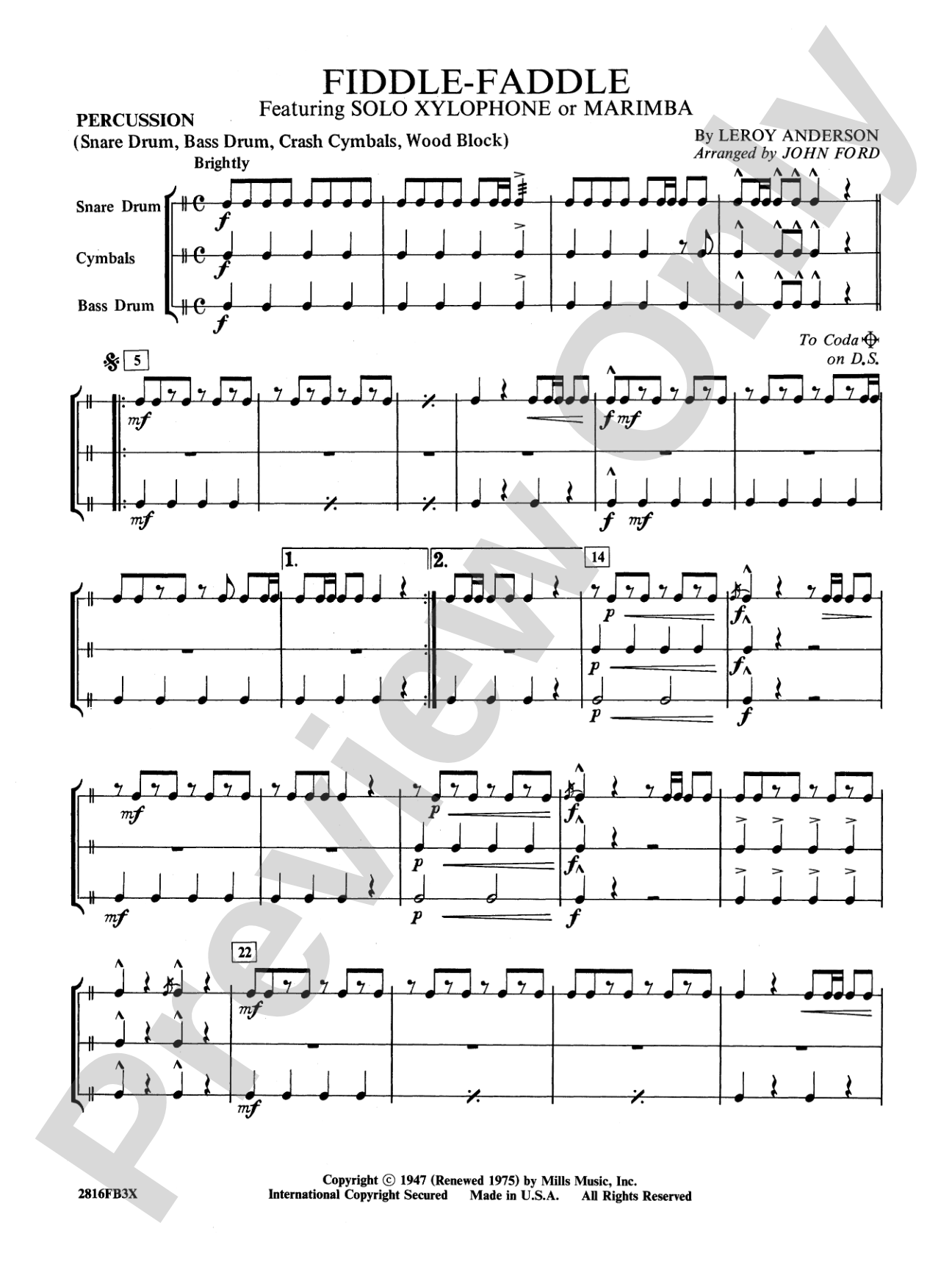 Fiddle-Faddle: 1st Percussion