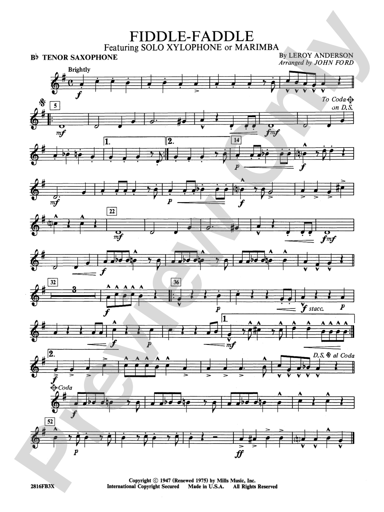 Fiddle-Faddle: B-flat Tenor Saxophone