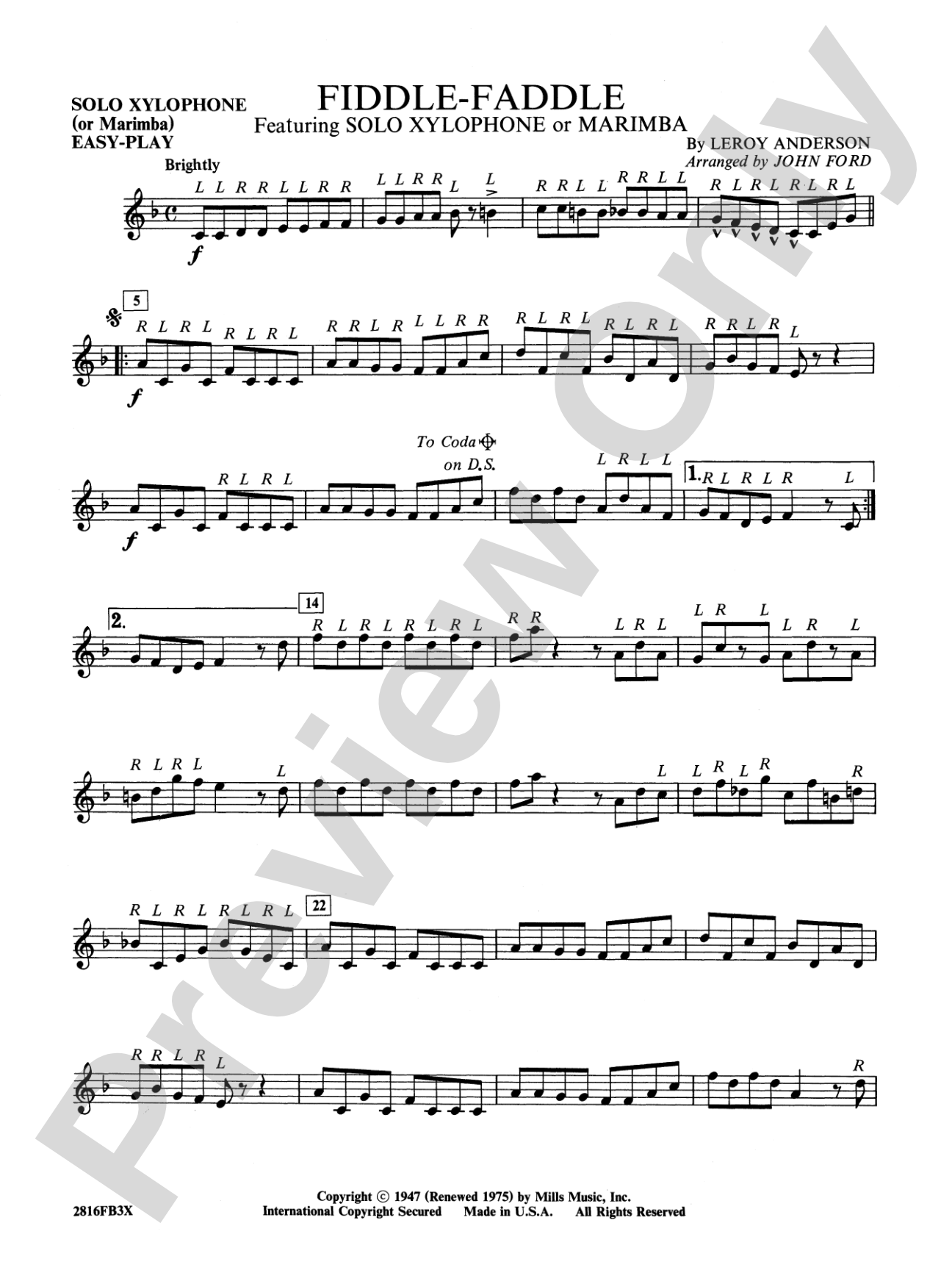 Fiddle-Faddle: Solo Xylophone (or Marimba) Easy-Play