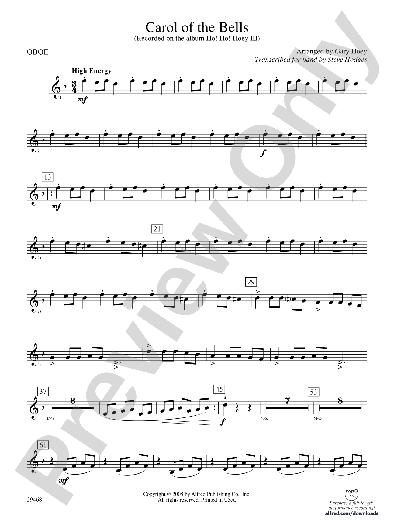 Carol of the Bells: Oboe