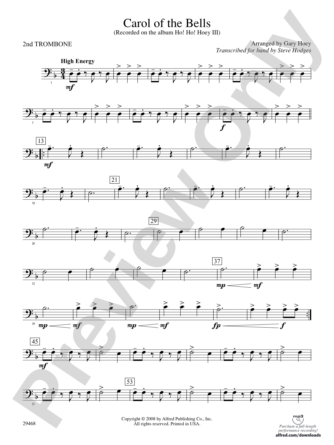 Carol of the Bells: 2nd Trombone