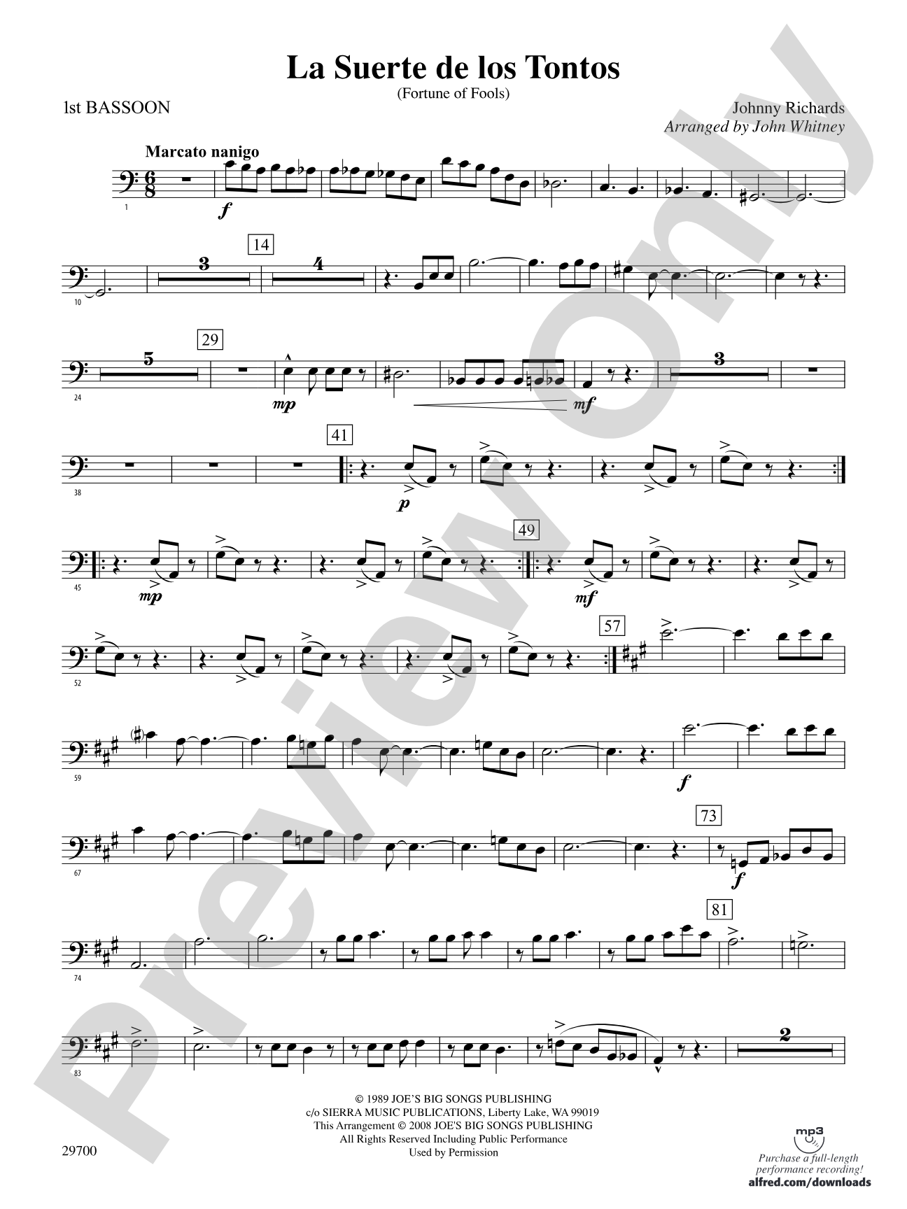 La Suerte de los Tontos (Fortune of Fools): Bassoon