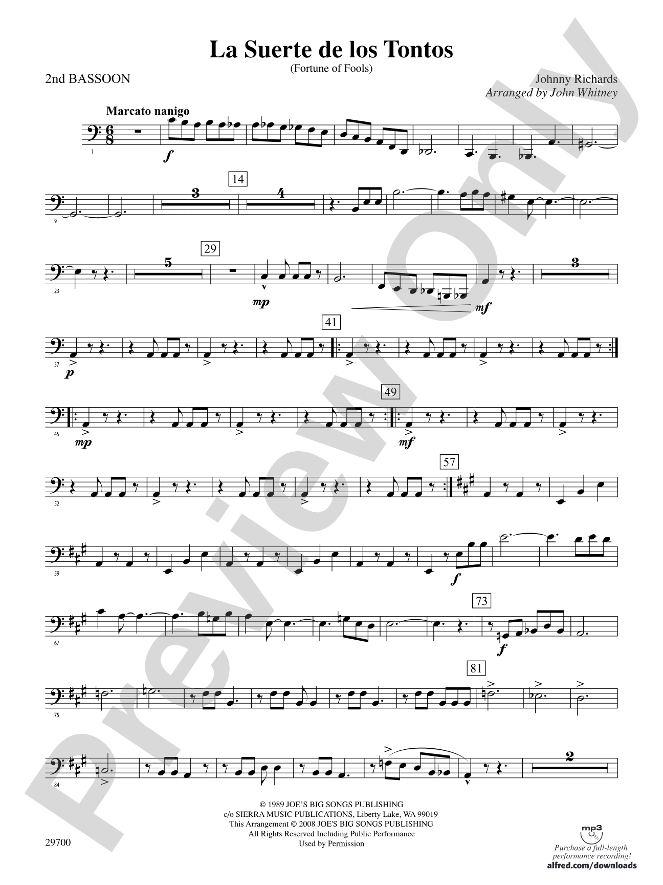 La Suerte de los Tontos (Fortune of Fools): 2nd Bassoon