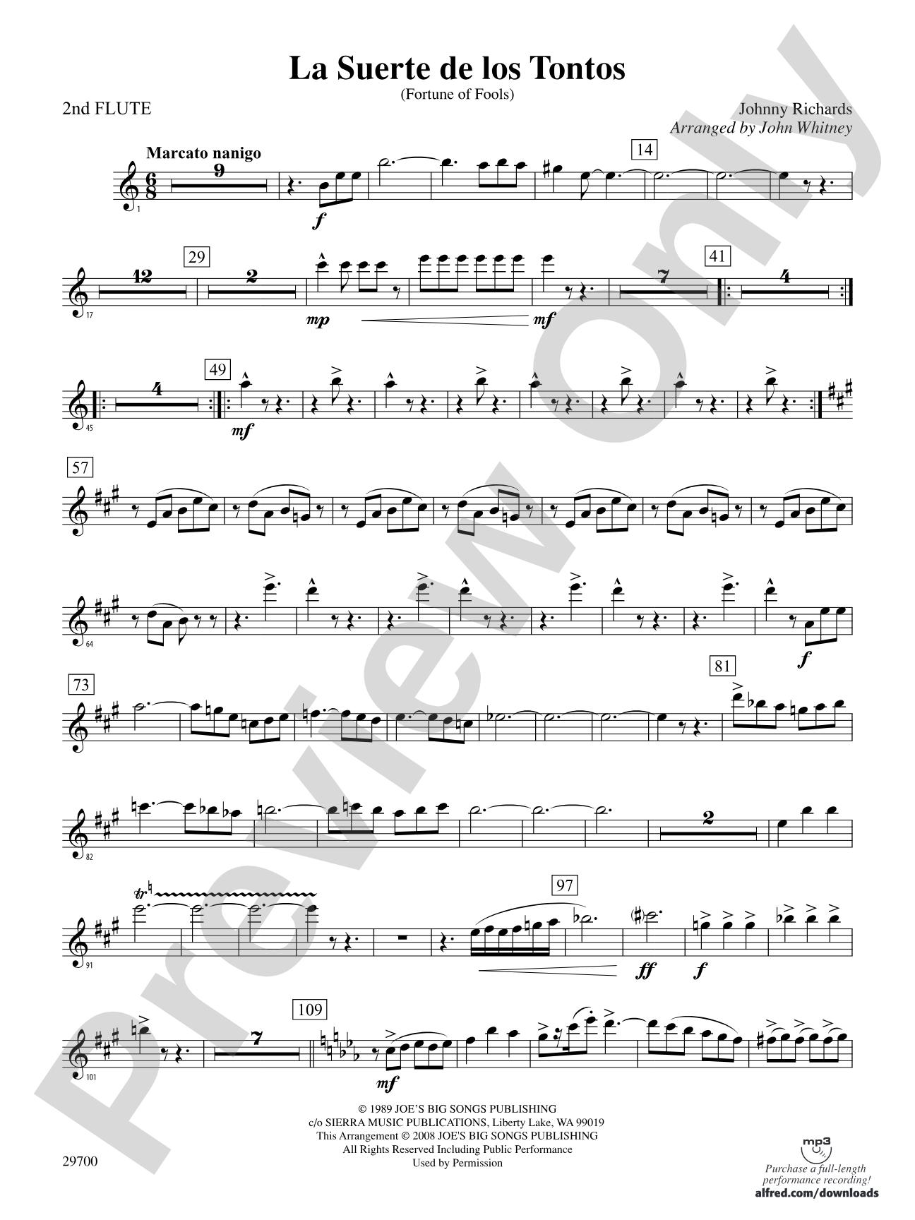 La Suerte de los Tontos (Fortune of Fools): 2nd Flute