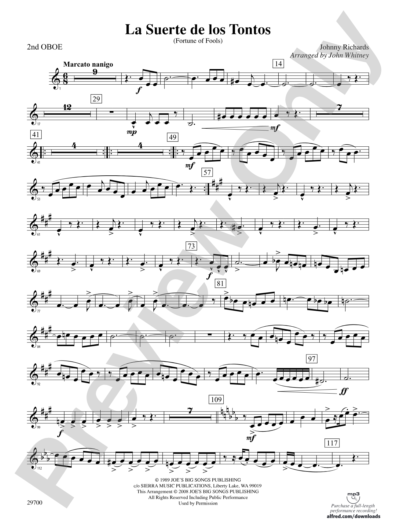 La Suerte de los Tontos (Fortune of Fools): 2nd Oboe