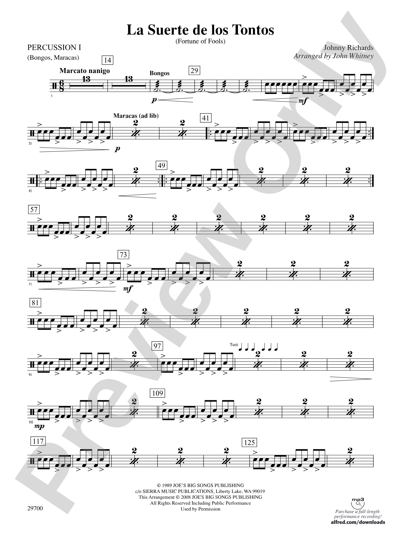 La Suerte de los Tontos (Fortune of Fools): 1st Percussion