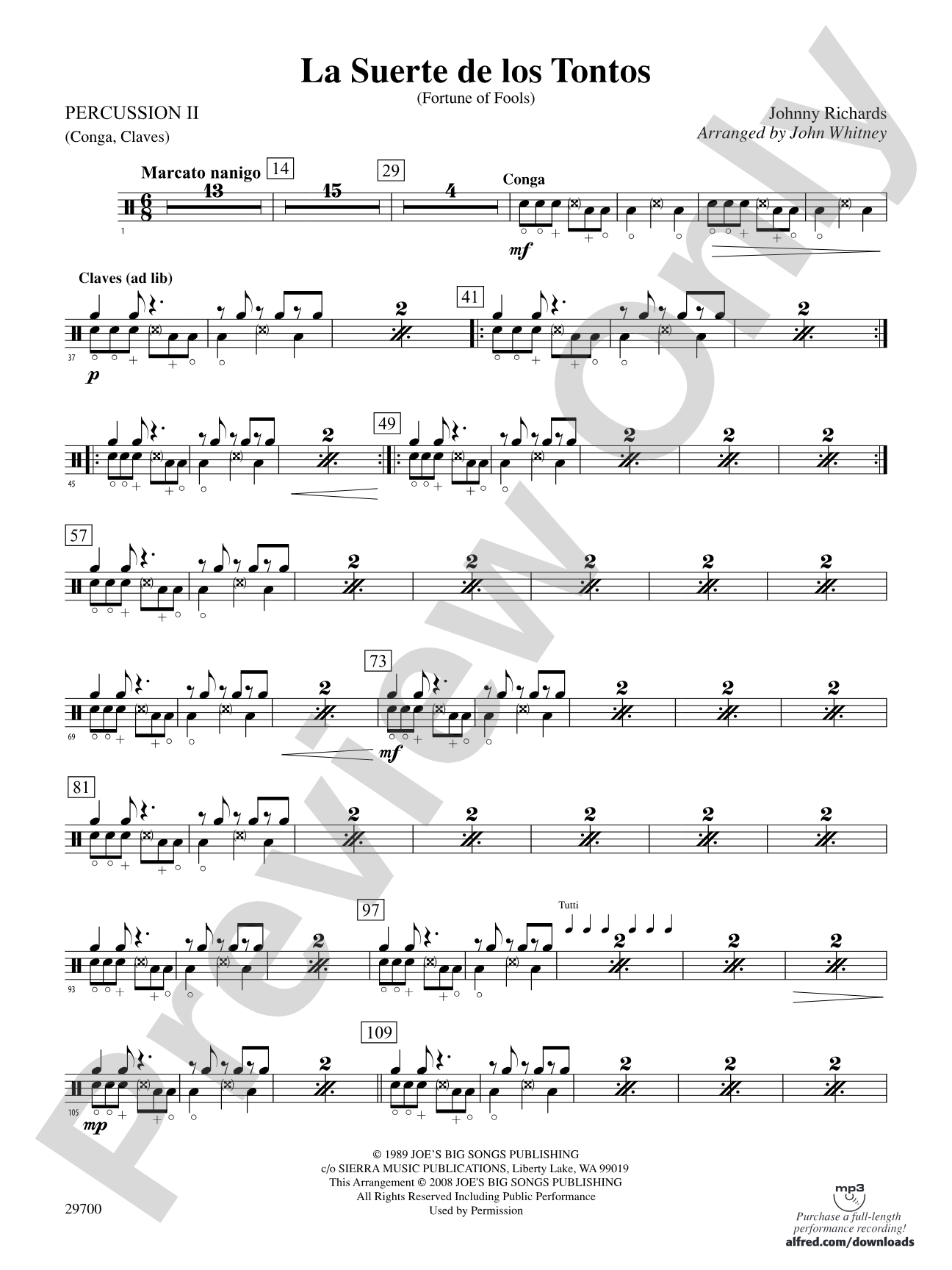 La Suerte de los Tontos (Fortune of Fools): 2nd Percussion
