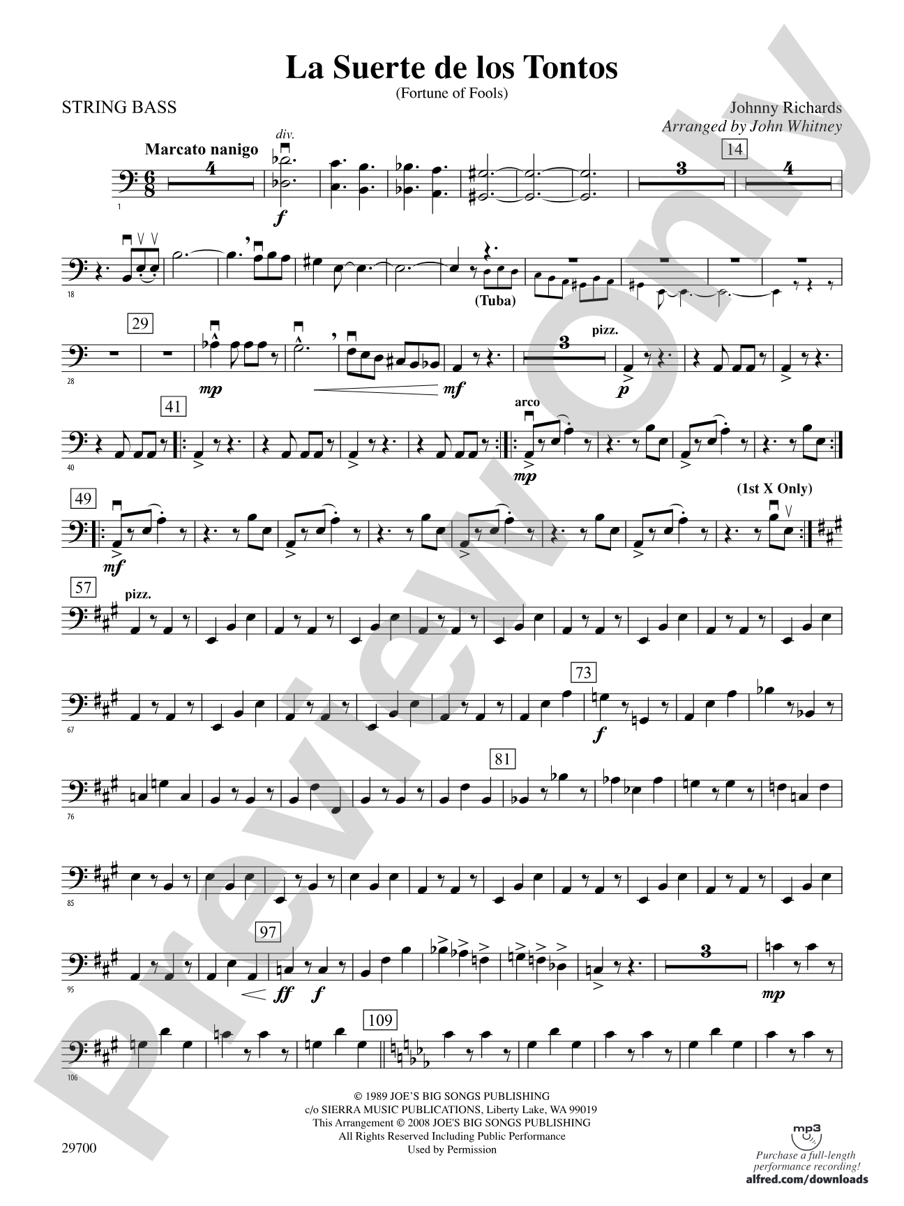 La Suerte de los Tontos (Fortune of Fools): String Bass