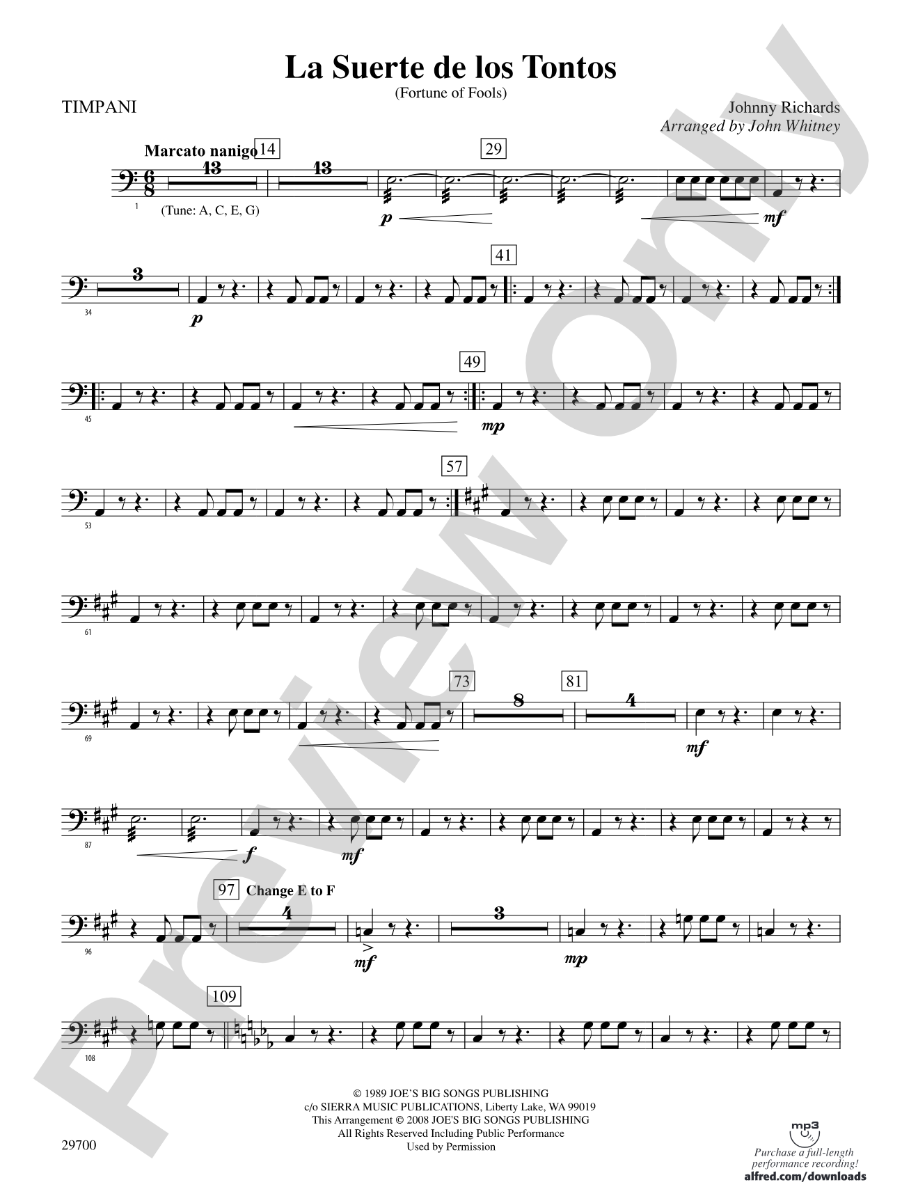 La Suerte de los Tontos (Fortune of Fools): Timpani