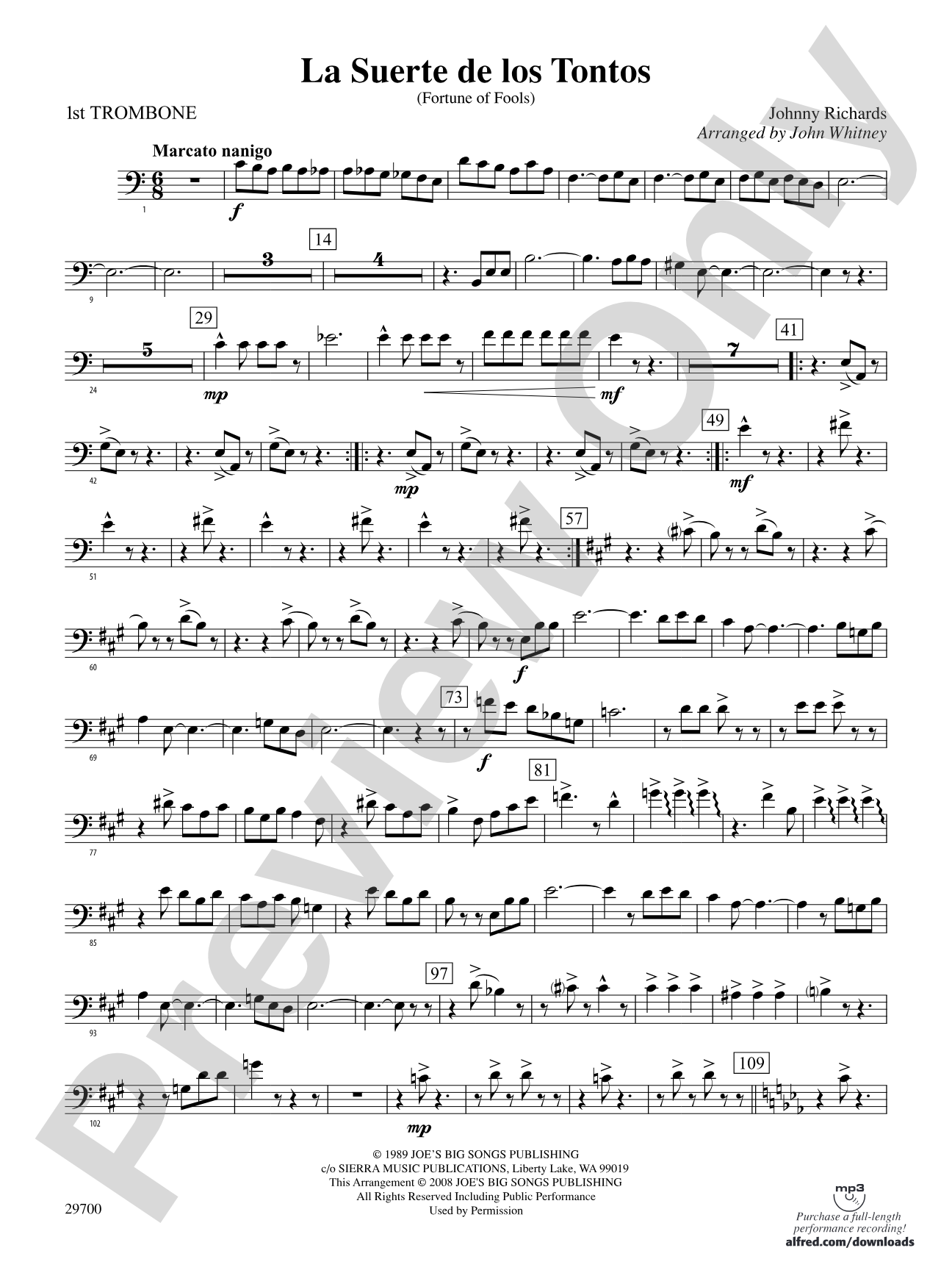 La Suerte de los Tontos (Fortune of Fools): 1st Trombone