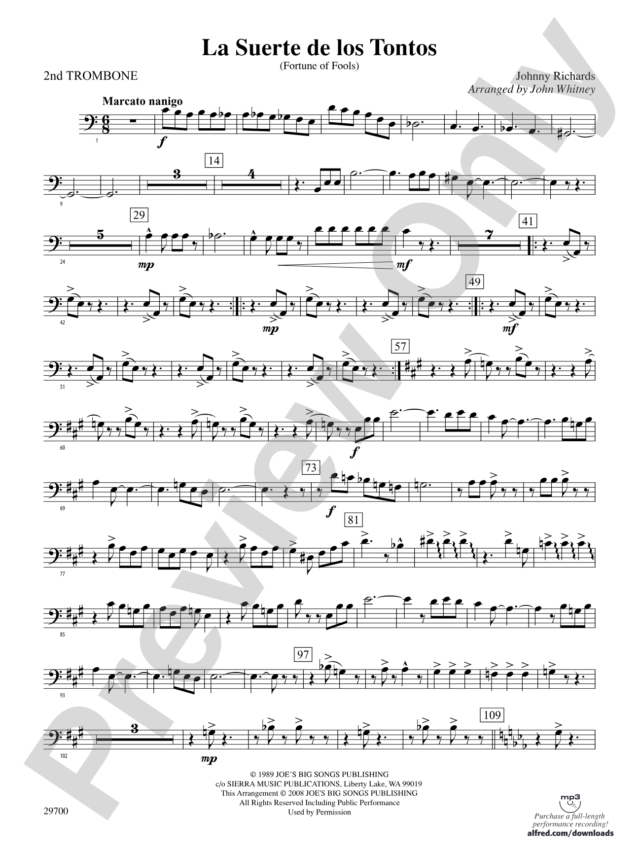 La Suerte de los Tontos (Fortune of Fools): 2nd Trombone