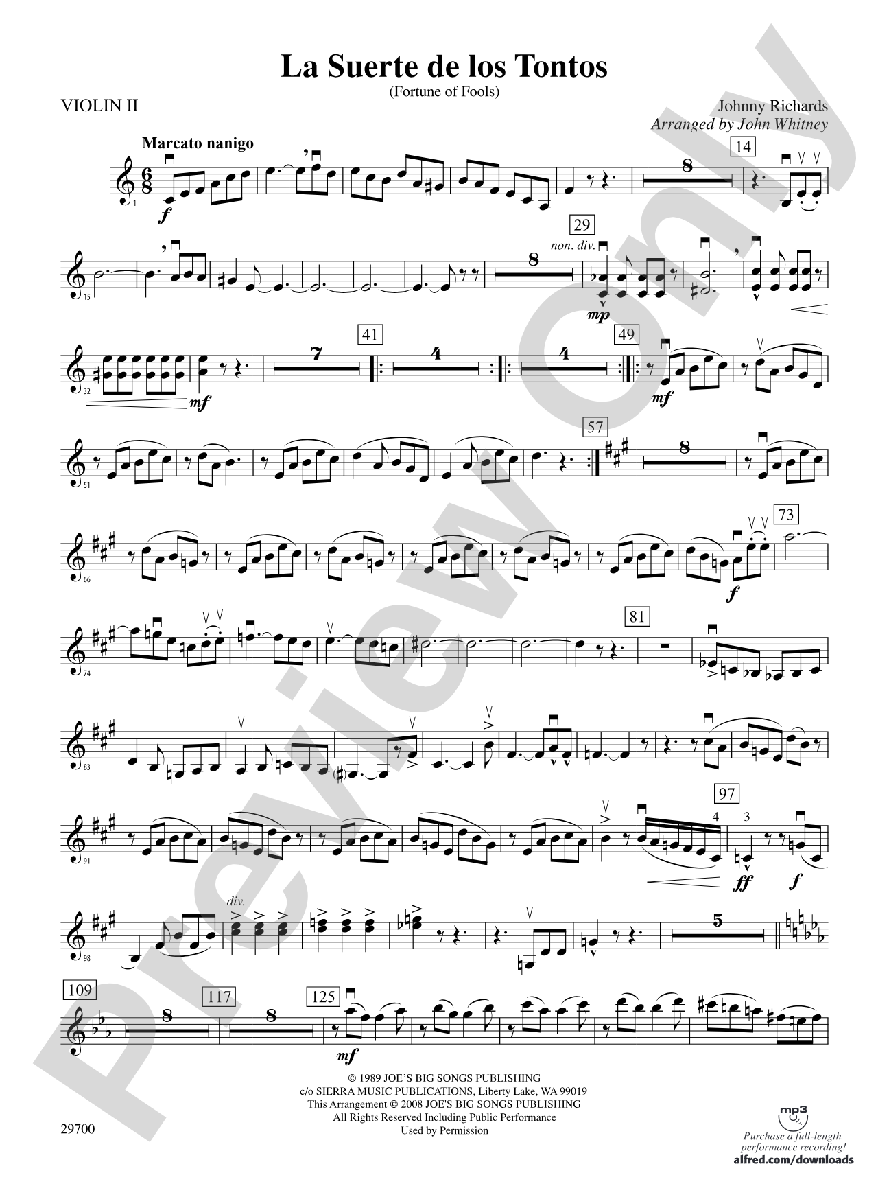 La Suerte de los Tontos (Fortune of Fools): 2nd Violin