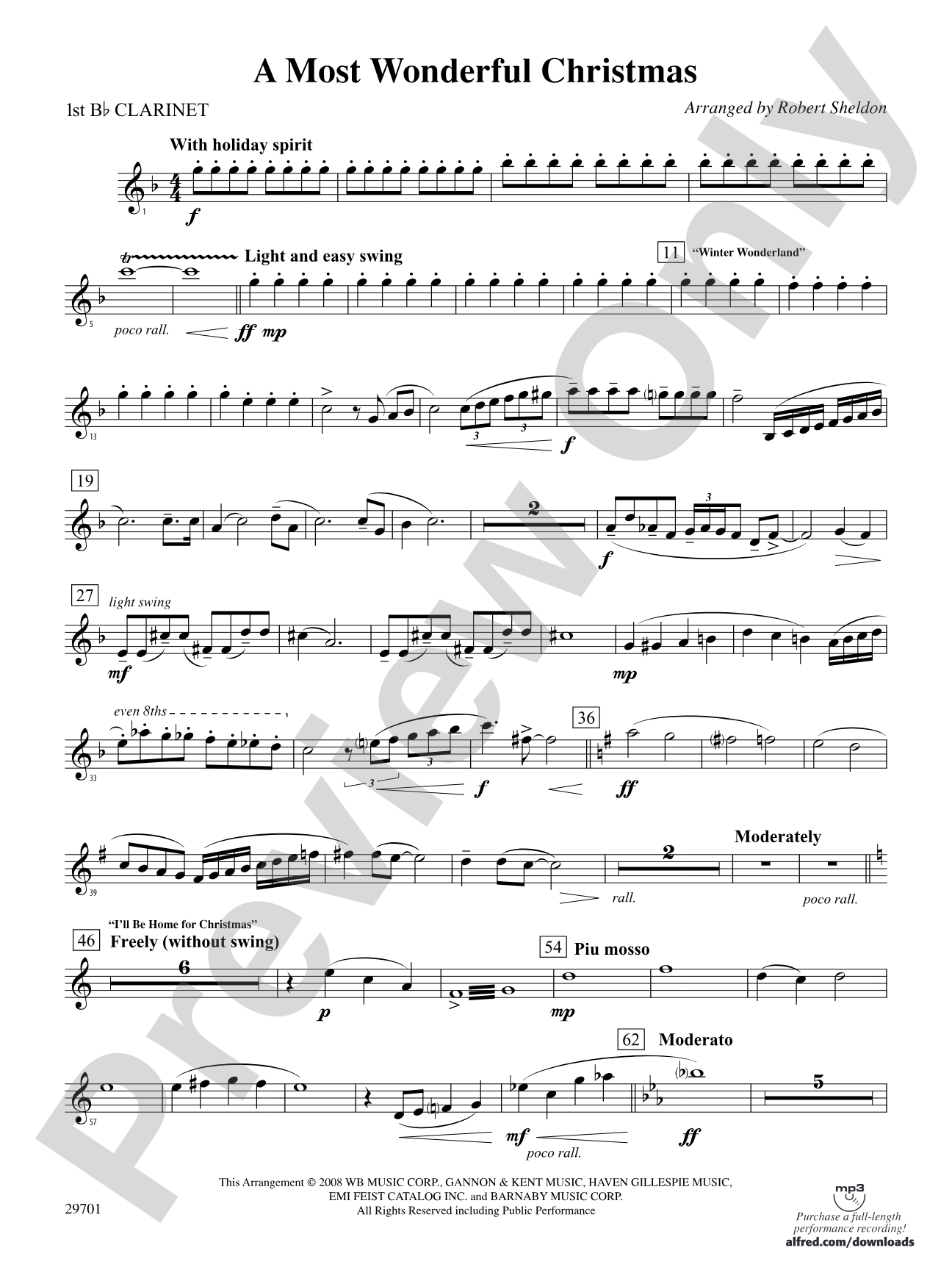 A Most Wonderful Christmas: 1st B-flat Clarinet